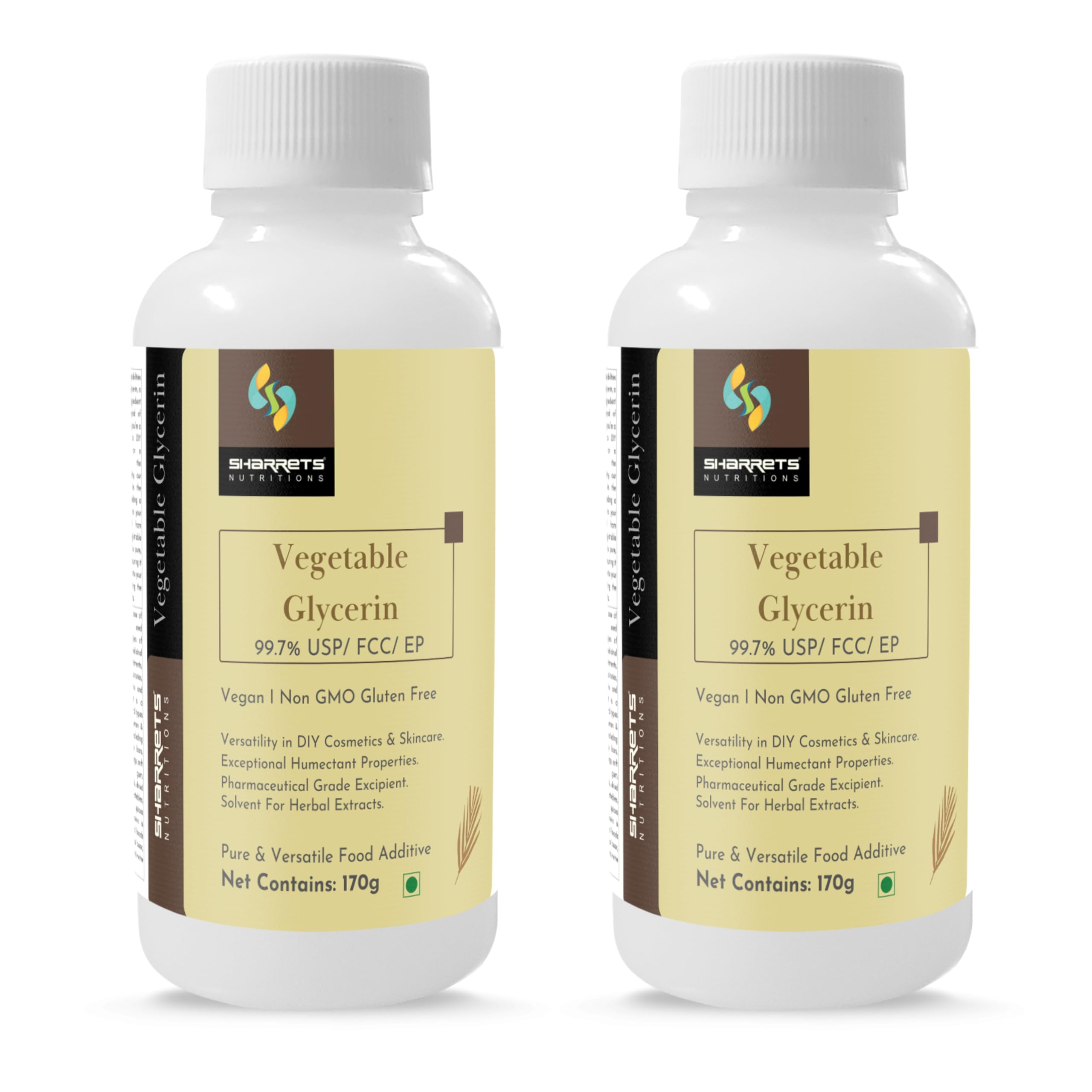 Sharrets Vegetable Glycerin USP Grade 2 x 170g I Glycerine for Food Face Hair Skin Soap Making
