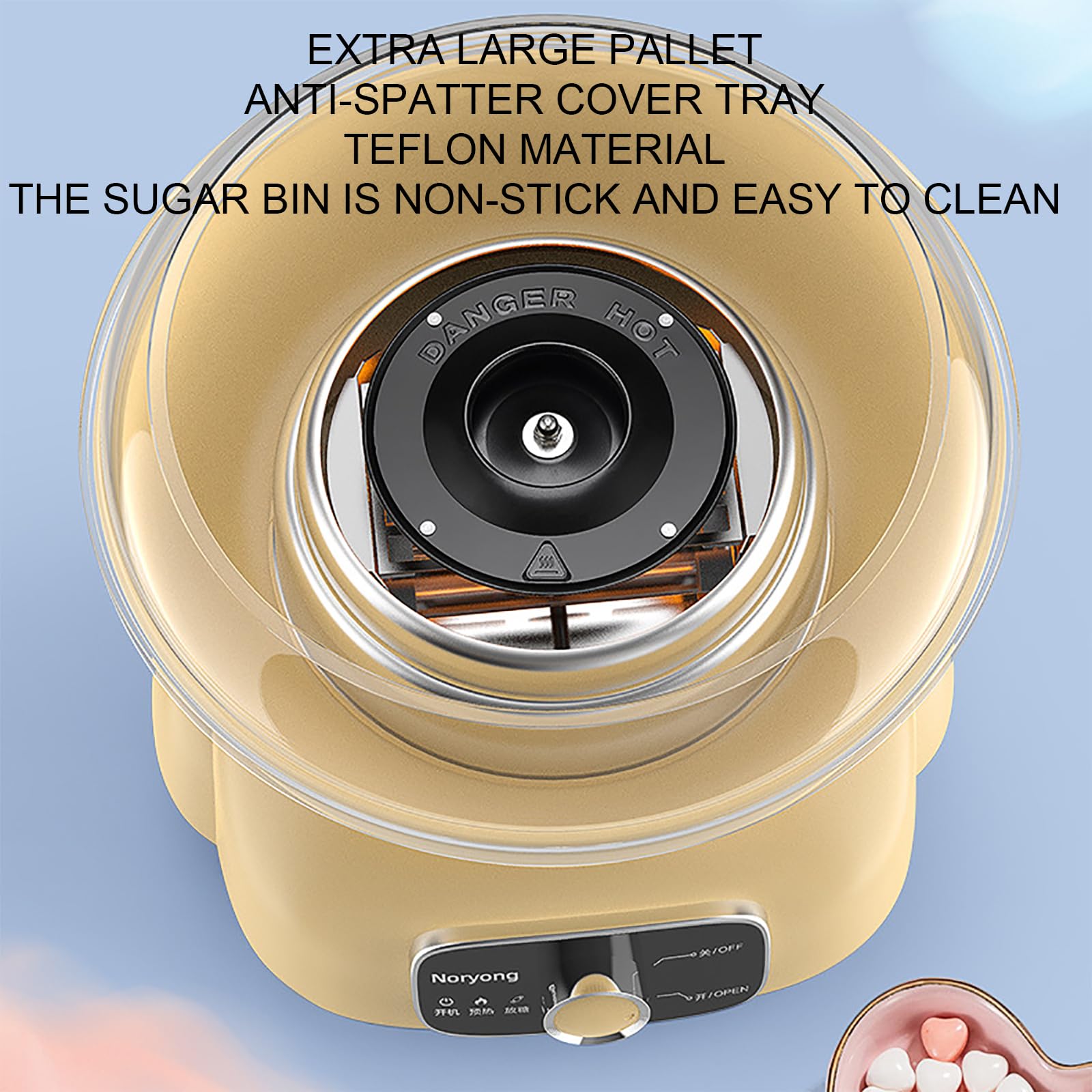 Máquina de Algodón de Azúcar de 500 W, Inicio con Un Clic, Fácil de Usar y Limpiar, Hace Caramelos Sin Azúcar, Hilo de Azúcar, Dulces Caseros para Fiestas de Cumpleaños, Fiestas de Cumpleaños