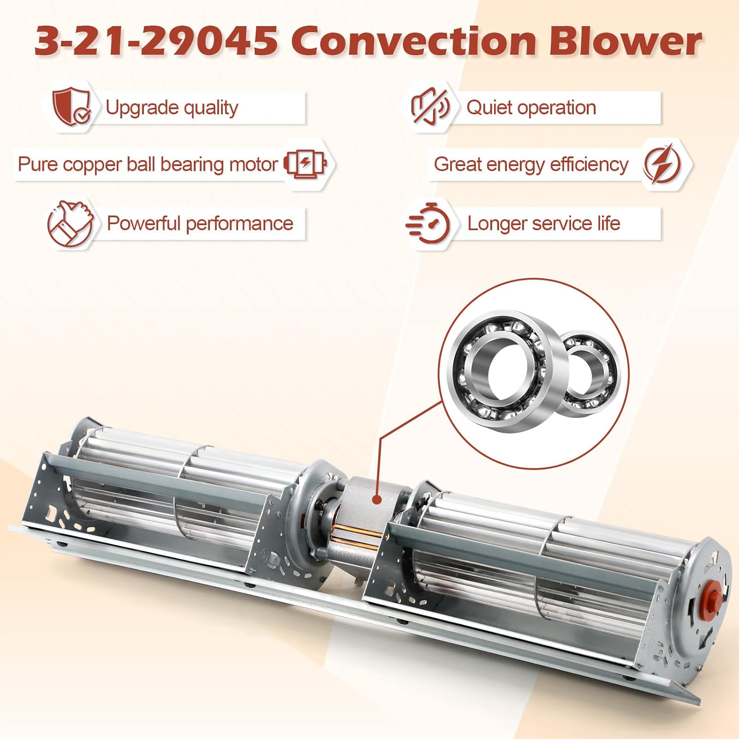 Distribution Blower for Harman Pellet Stoves XXV, XXV TC, P35i, P35I-C, Accentra Cast FS, 1-00-29145, 3-21-29045 Convection Blower Fan Motor Replacement