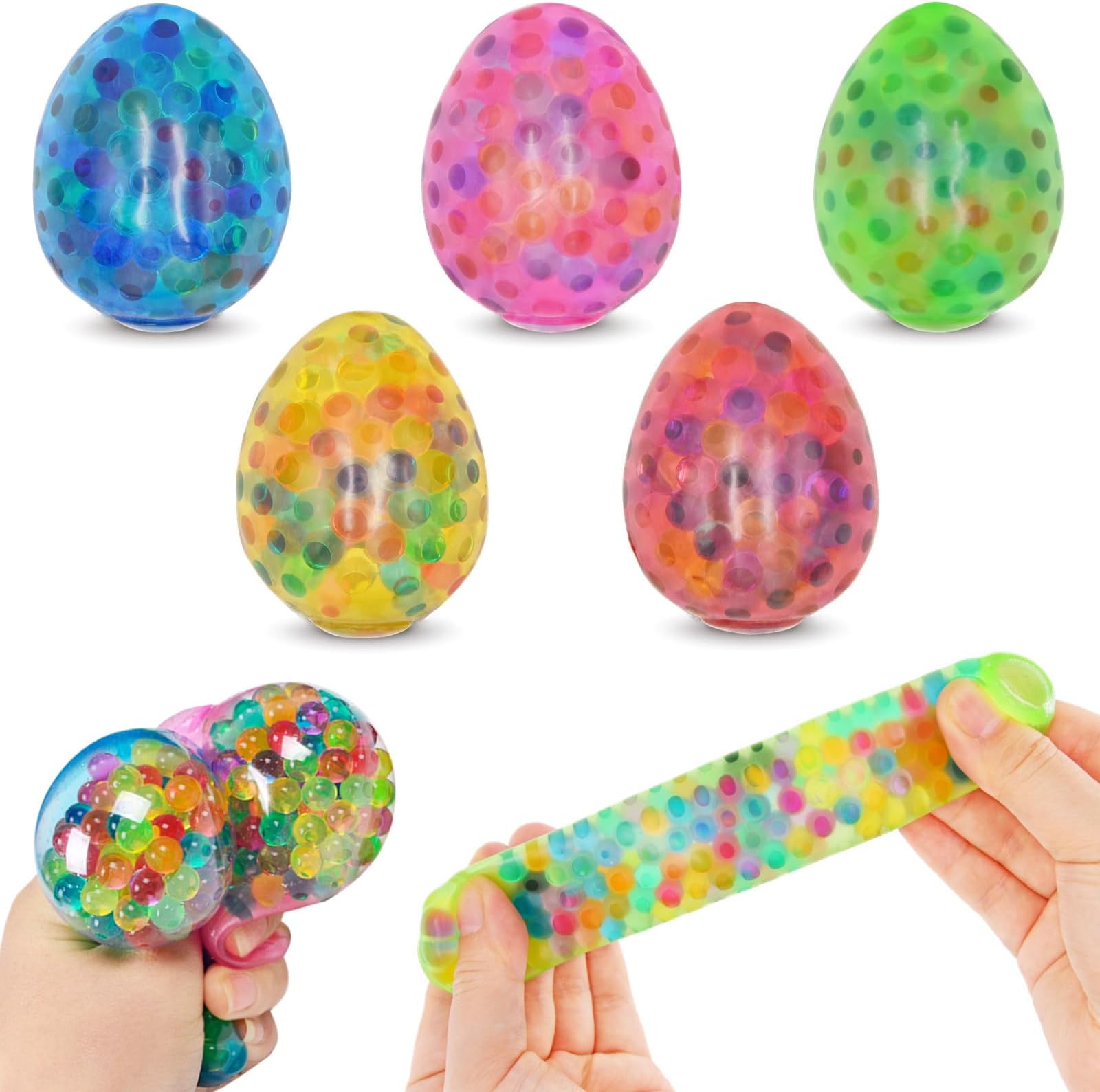 5 Pack Easter Eggs Stress Balls Squishy Toys Squeeze Ball Toys for Easter Egg Hunt Easter Basket Stuffers Party Favors Gifts