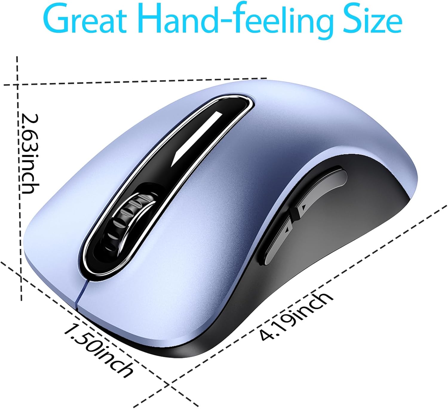 Color Purple memzuoix 2.4G Wireless Mouse, 1400 DPI Mobile Optical Cordless Mouse with USB Receiver, Portable Computer Mice Wireless Mice for Laptop, PC, Desktop, MacBook, 5 Buttons (Navy Blue)
