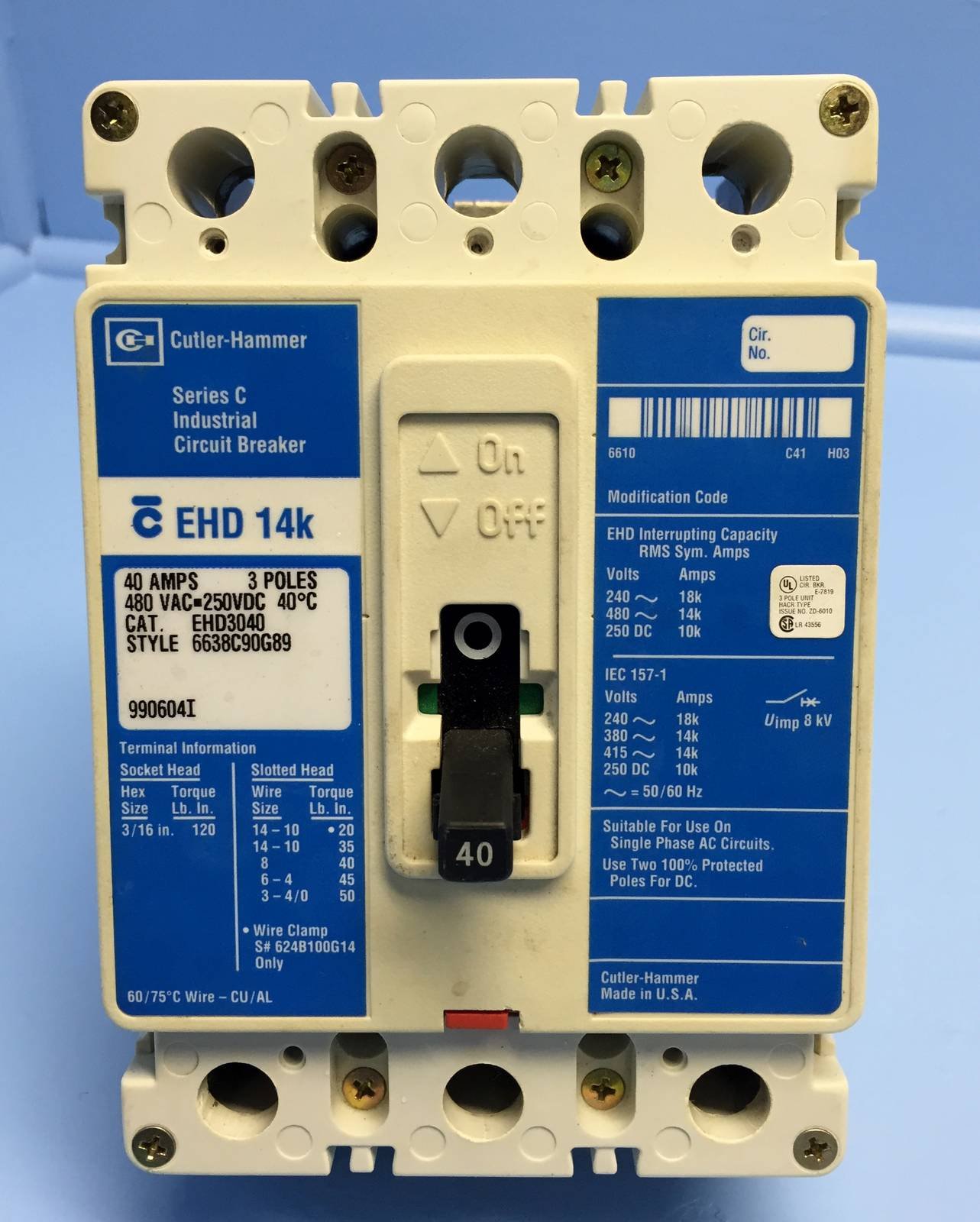 Eaton Cutler-Hammer CHQC2090 C-H QC2090 90A 2P CKT BRKR, Black