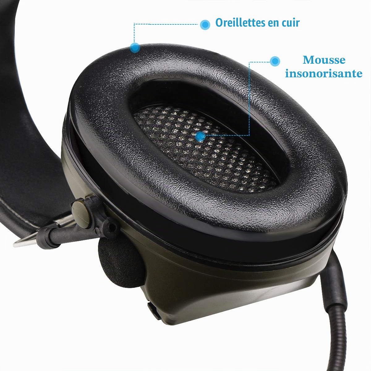 Retevis EHK007 Casque Tactique Airsoft, IPX4, Électronique, Réduction du Bruit de 28 DB, Écouteurs Protègent l'Audition pour Motorola Jack à 2 Pin pour Airsoft CS Exercises (M Prise)