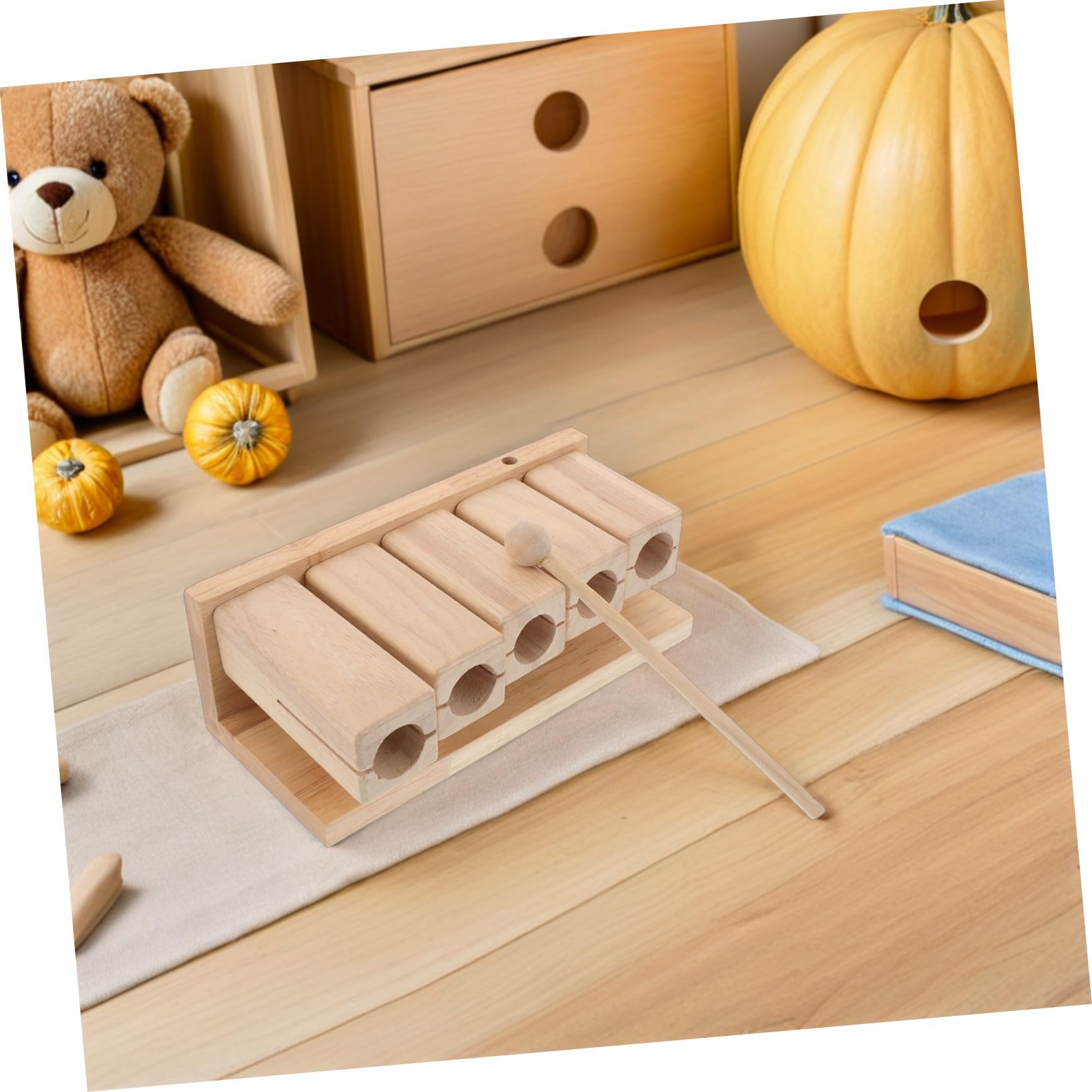 Strumento Percussione in Legno con Mazzuolo, Design Pentatonico a Cinque Toni, Impugnatura Ergonomica e Adatto per Attività Prescolari e Giochi in Famiglia