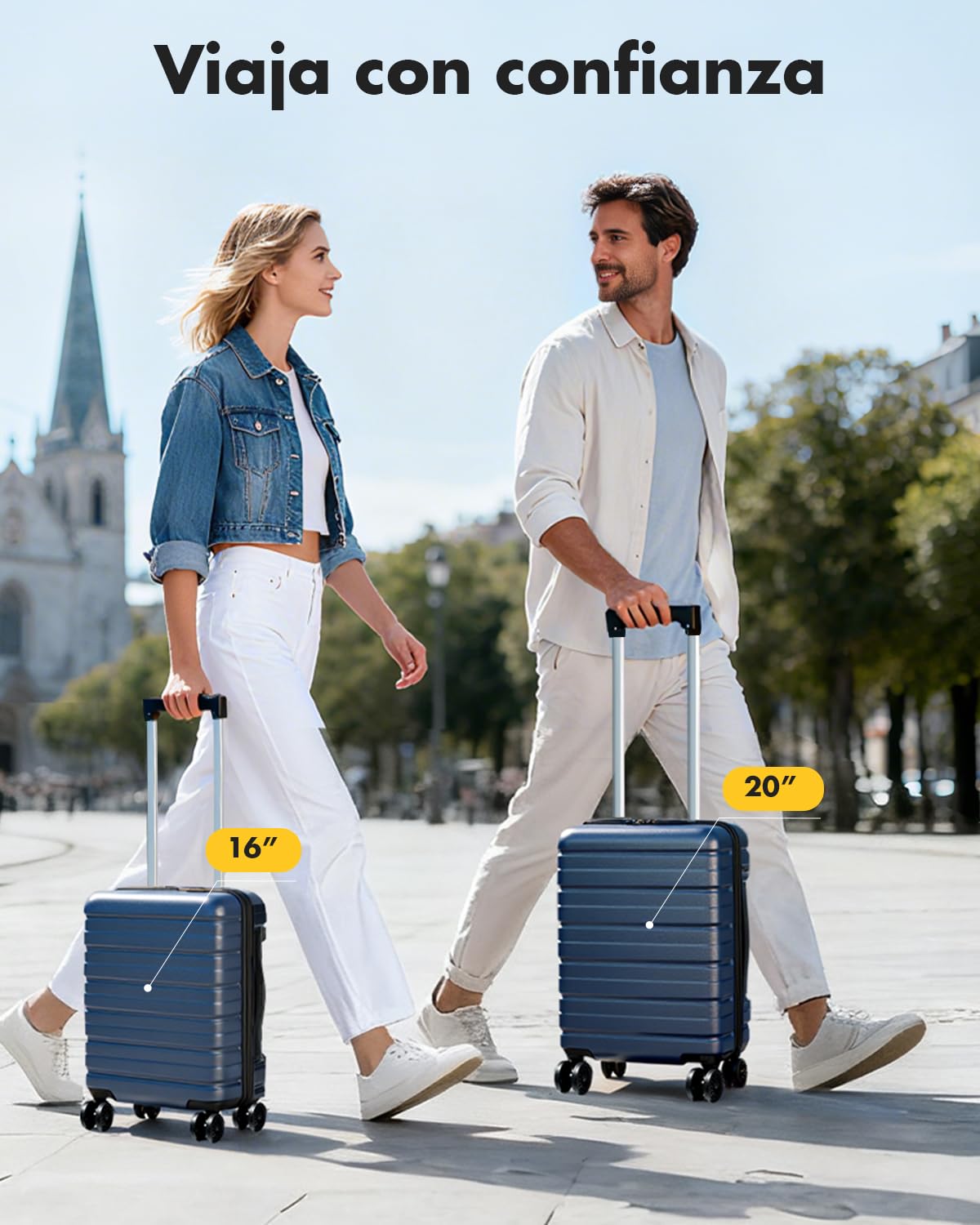 Lekesky Maleta de Viaje Cabina 55x35x25cm, Rígida Trolley Equipaje de Mano Cabina con Cerradura TSA y 4 Ruedas, Carcasa Rígida de ABS Ligera, 38L, Azul