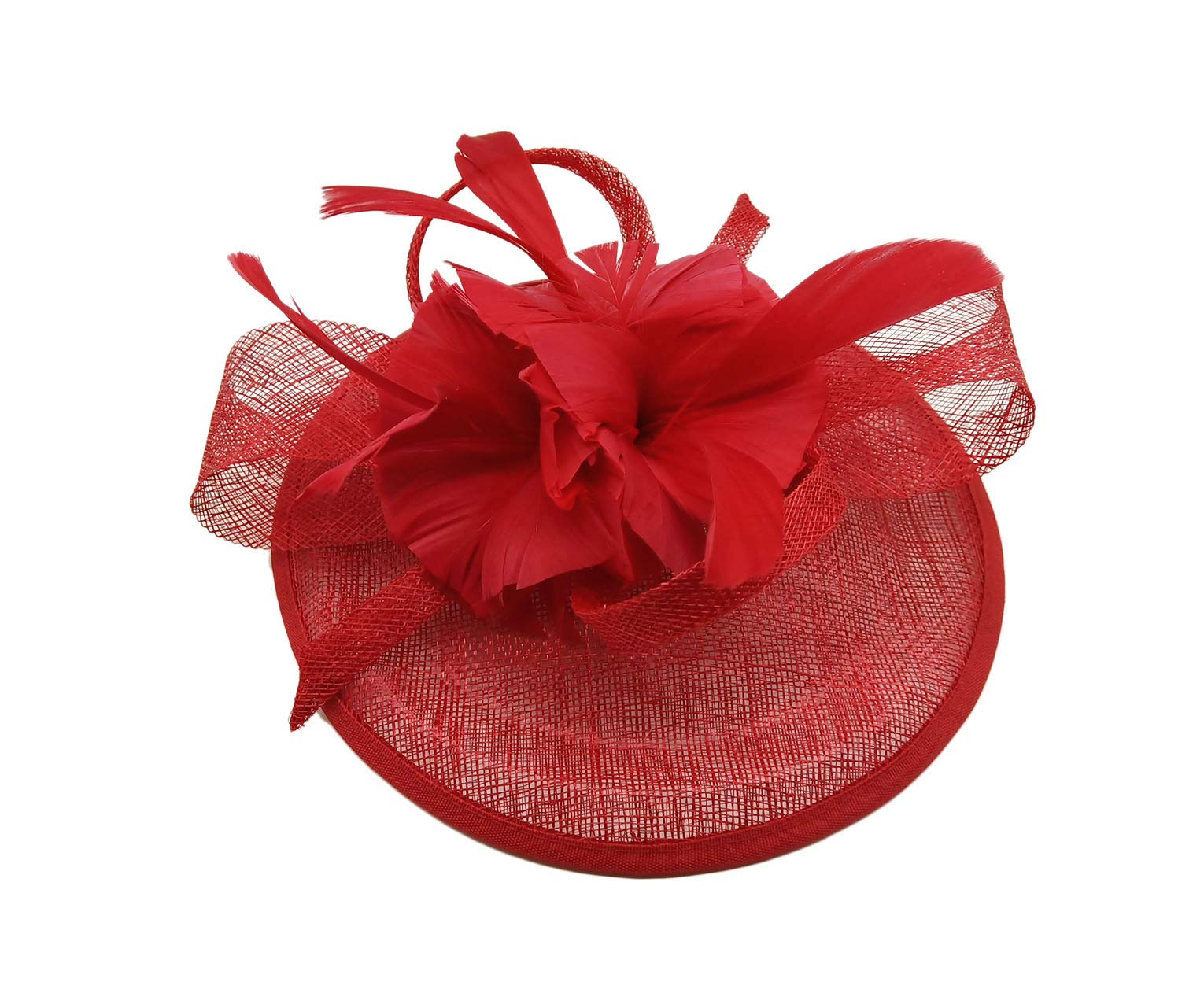 Finecy In New Women Ladies Feather Pillbox Fascinator Headband Wedding Royal Ascot Formal Race (Red)
