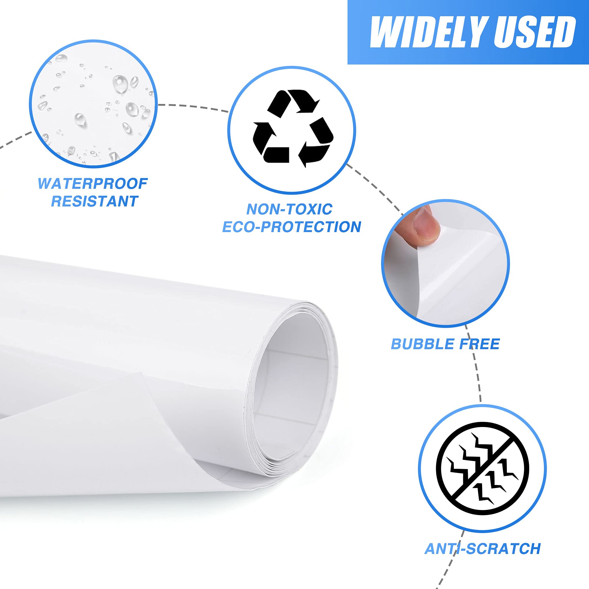 sourcing map Vinilo Autoadhesivo Para Coche Blanco 152X60Cm 1Pc | 152Cm X 60Cm, Fácil Limpieza Y Mantenimiento, Resistente A Rayos Uv, Fácil De Pegar Y Quitar, Sin Pegamento Residual