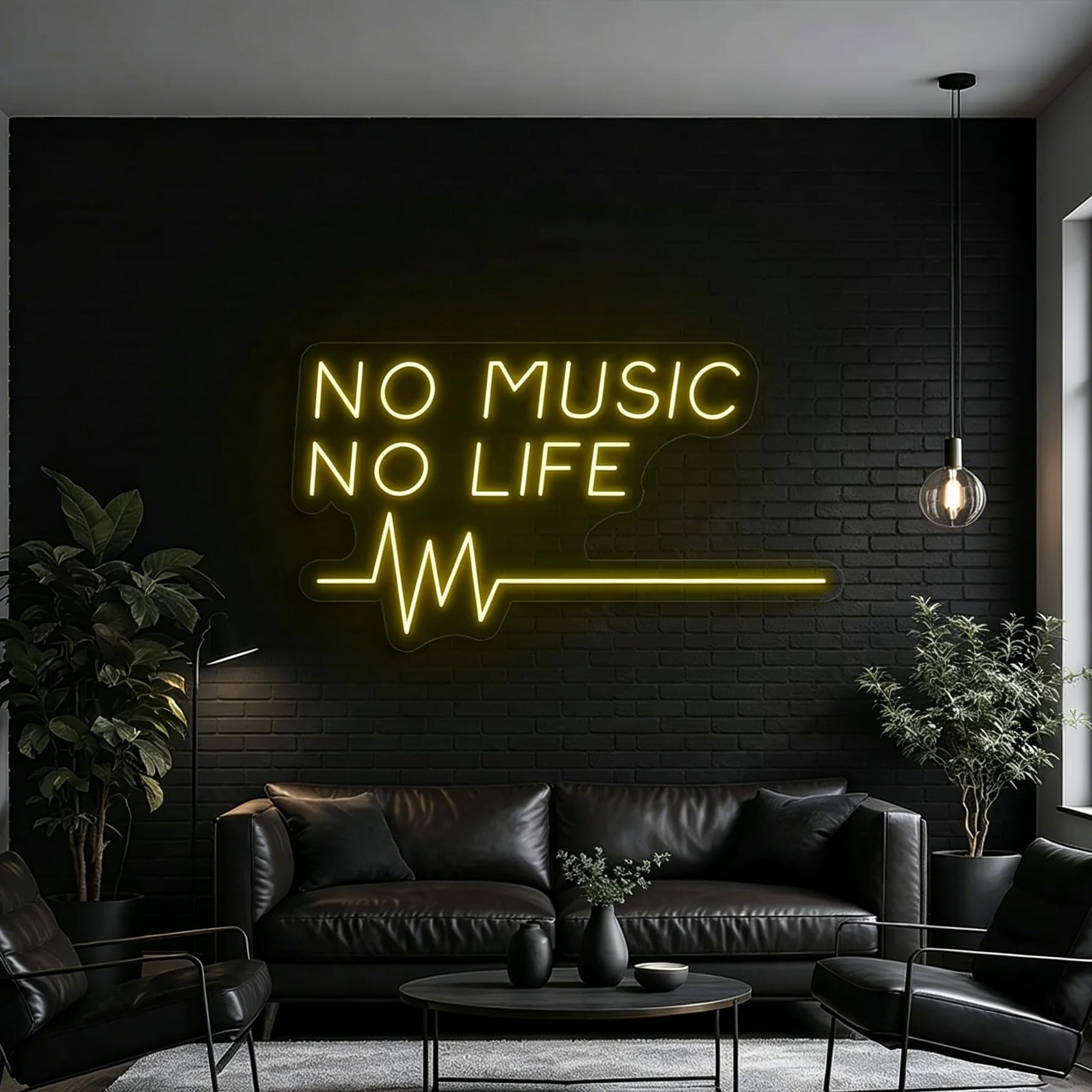 No Music No Life Insegna al neon personalizzata Musica LED Luce al neon Battito cardiaco Neon Lampada da parete per camera da letto Studio Bar Club Decor Regalo per gli appassionati di hobby