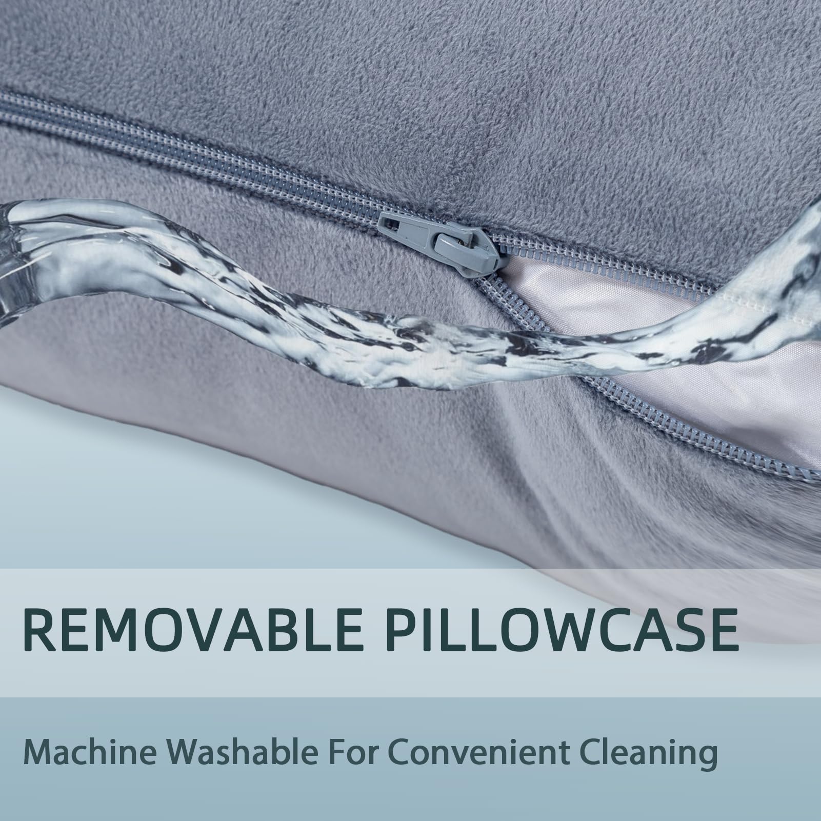 DOWNCOOL Pregnancy Pillow, U Shaped Body Pillow, Memory Foam Maternity Pillow, 55 Inch Blue Maternity Support with Removable Cover for Sleeping,Support for Back, HIPS, Legs, Belly