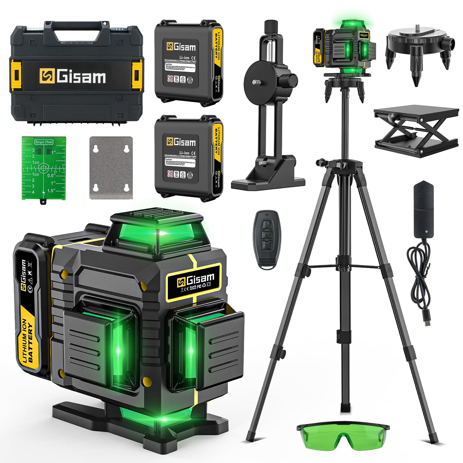Laser Level with Tripod – Multifunctional 4D Cross 16 Lines, Self