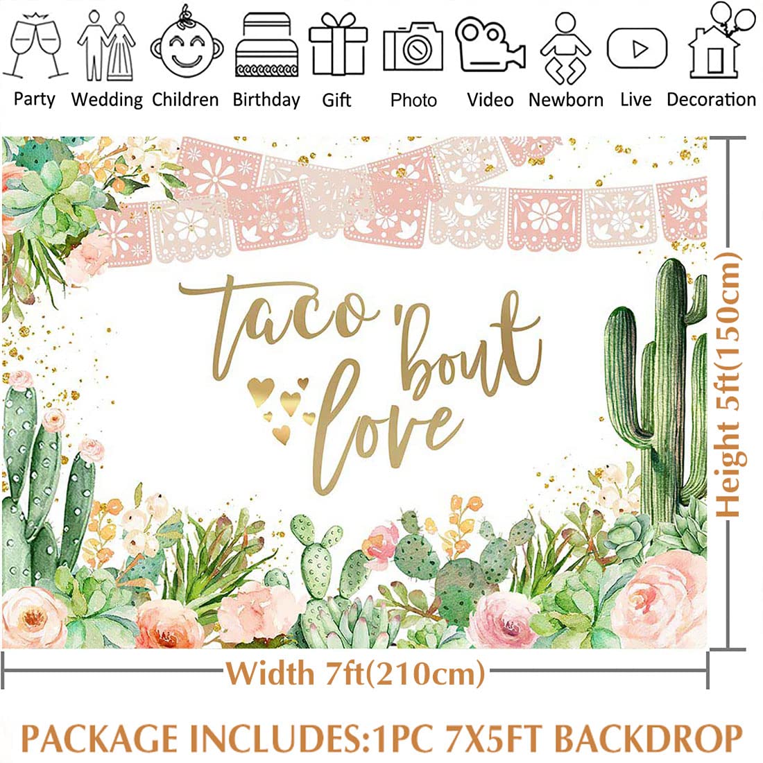 Avezano Taco Babyparty Hintergrund – Boho Fiesta Design, 2,1 X 1,5 M Vinyl Für Fotoshootings