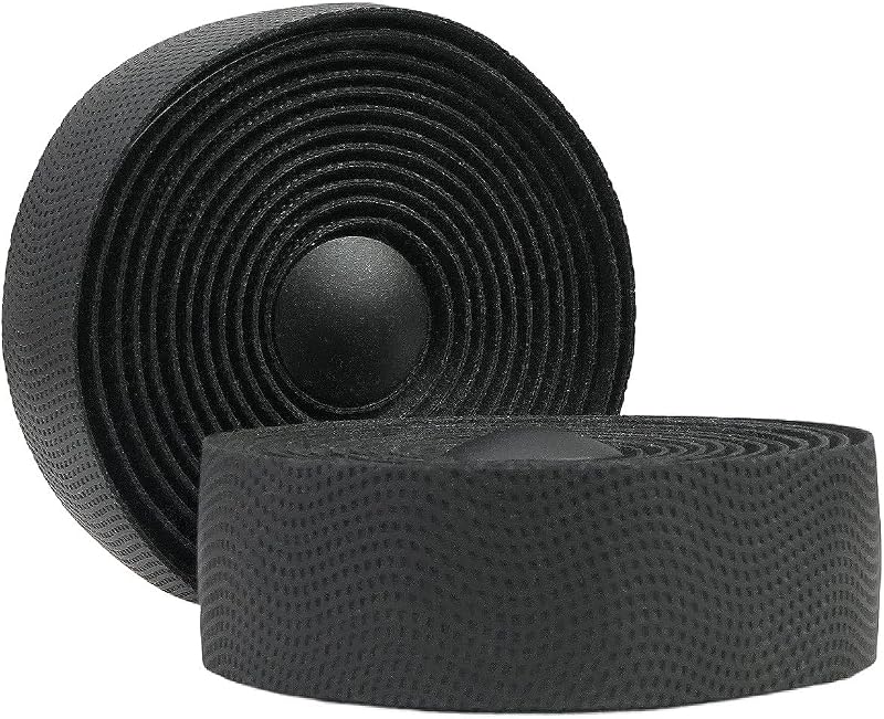 BD12 Bike Handlebar Tape, PU Road Bike Bar Tape with Anti-Slip Grip, Shock Absorbing Bicycle Handlebar Wrap, Heavy-Duty Acrylic Double Sided Tape,(Black)