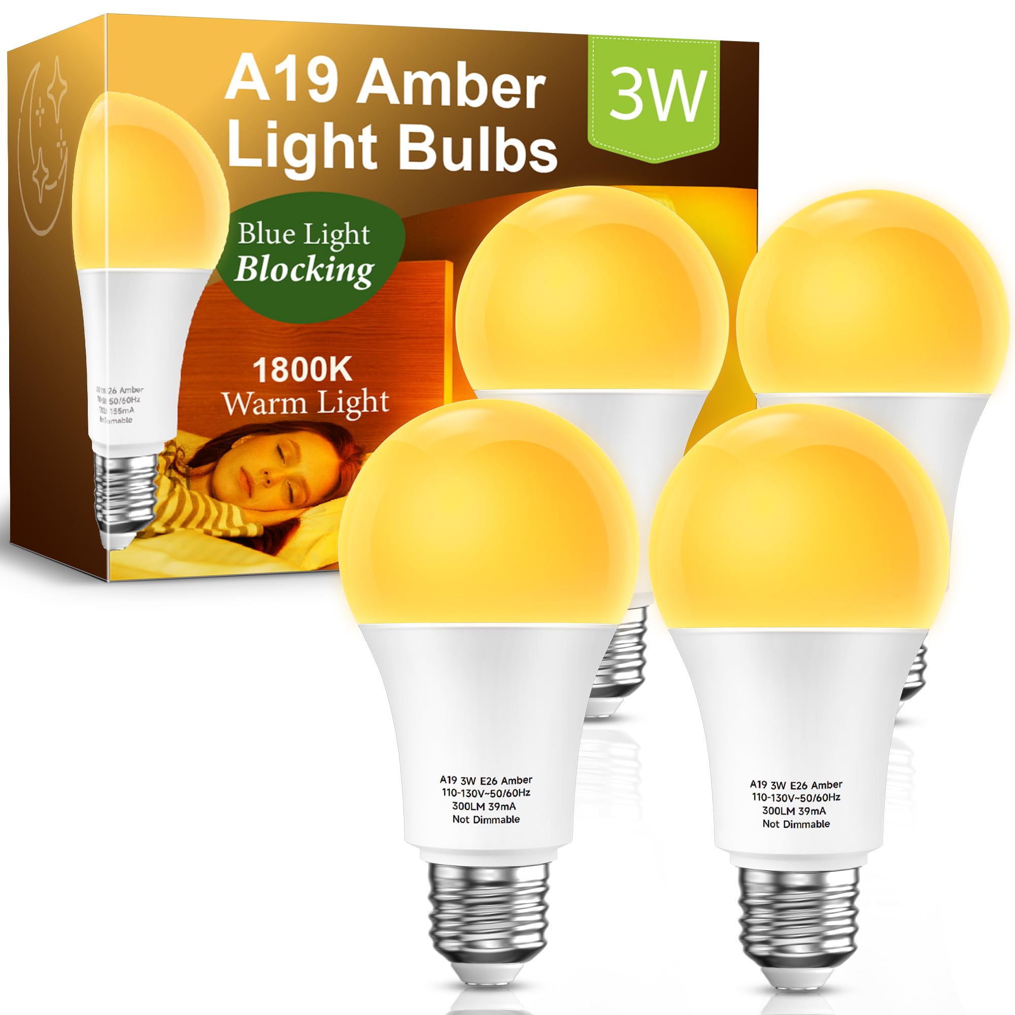 Eastiya Amber Sleep Light Bulb