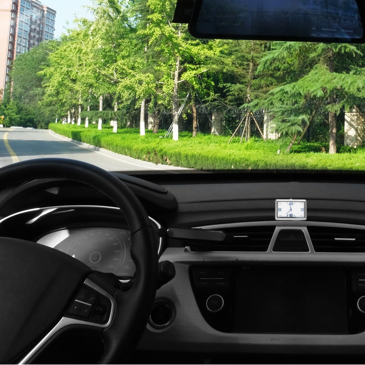 Kichvoe Square Car Dashboard Clock Adhesive Timepiece Decorative Auto Dashboard Decor for Office Home School Simple Installation