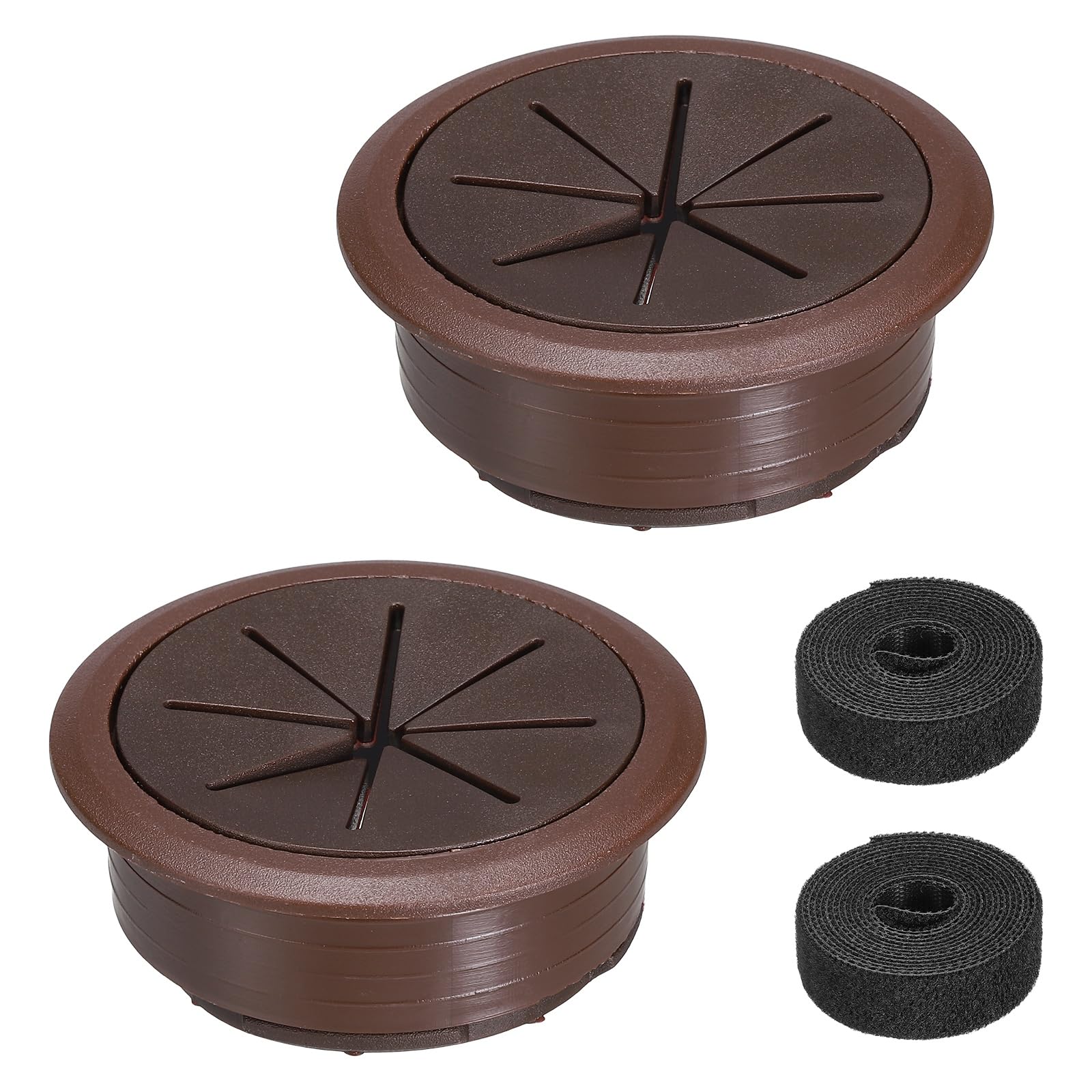 sourcing map 2Pcs Desk Grommet, 2" (50mm) Cable Hole Cover ABS Plastic Desk Grommet Flexible Cable Cord Organizer with 6.5ft Cable Tie for Home Office Table, Coffee