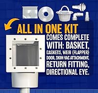 Vista 6 de Poolzilla Kit completo estándar de skimmer de pared para piscina sobre el suelo, blanco