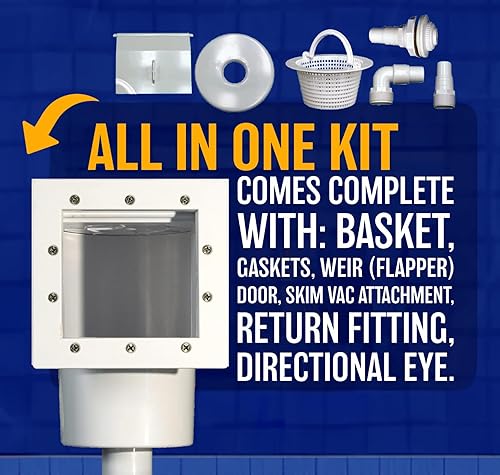 Miniatura 6 de Poolzilla Kit completo estándar de skimmer de pared para piscina sobre el suelo, blanco