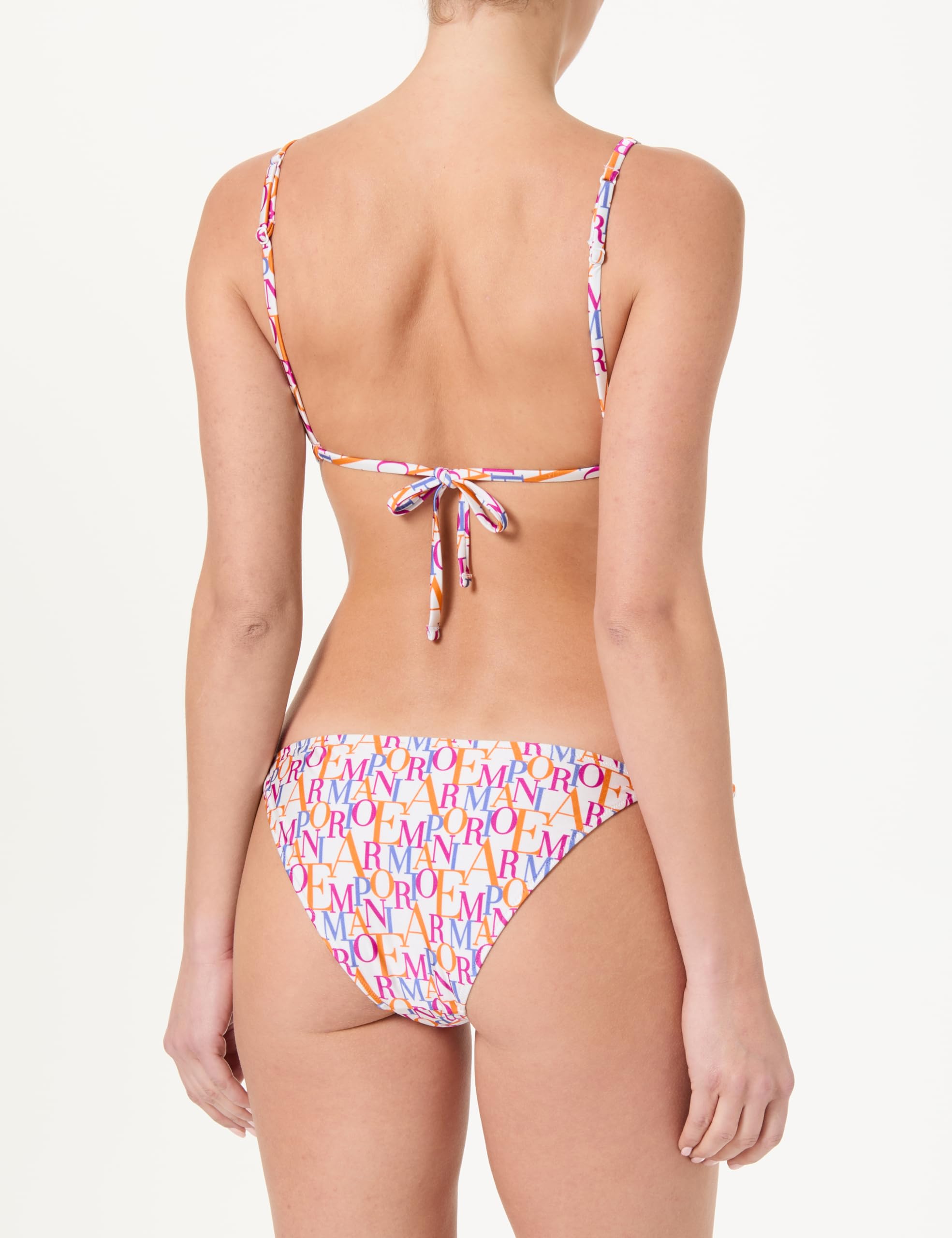 Emporio Armani Damski zestaw bikini trójkątny, Bianco/Logo Multicol, XS