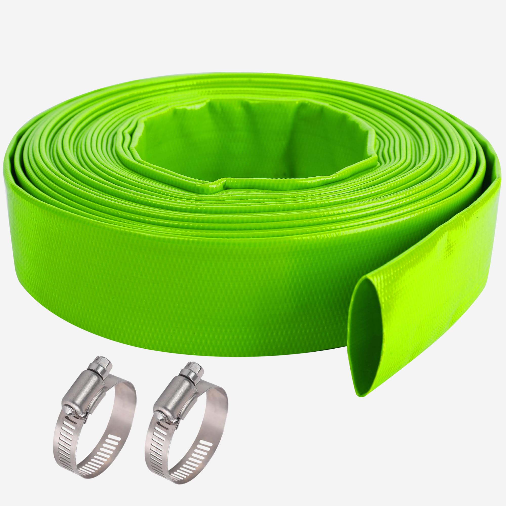Manguera de retrolavado para piscina, 2 x 100 pies, manguera de descarga de agua plana de PVC reforzado resistente