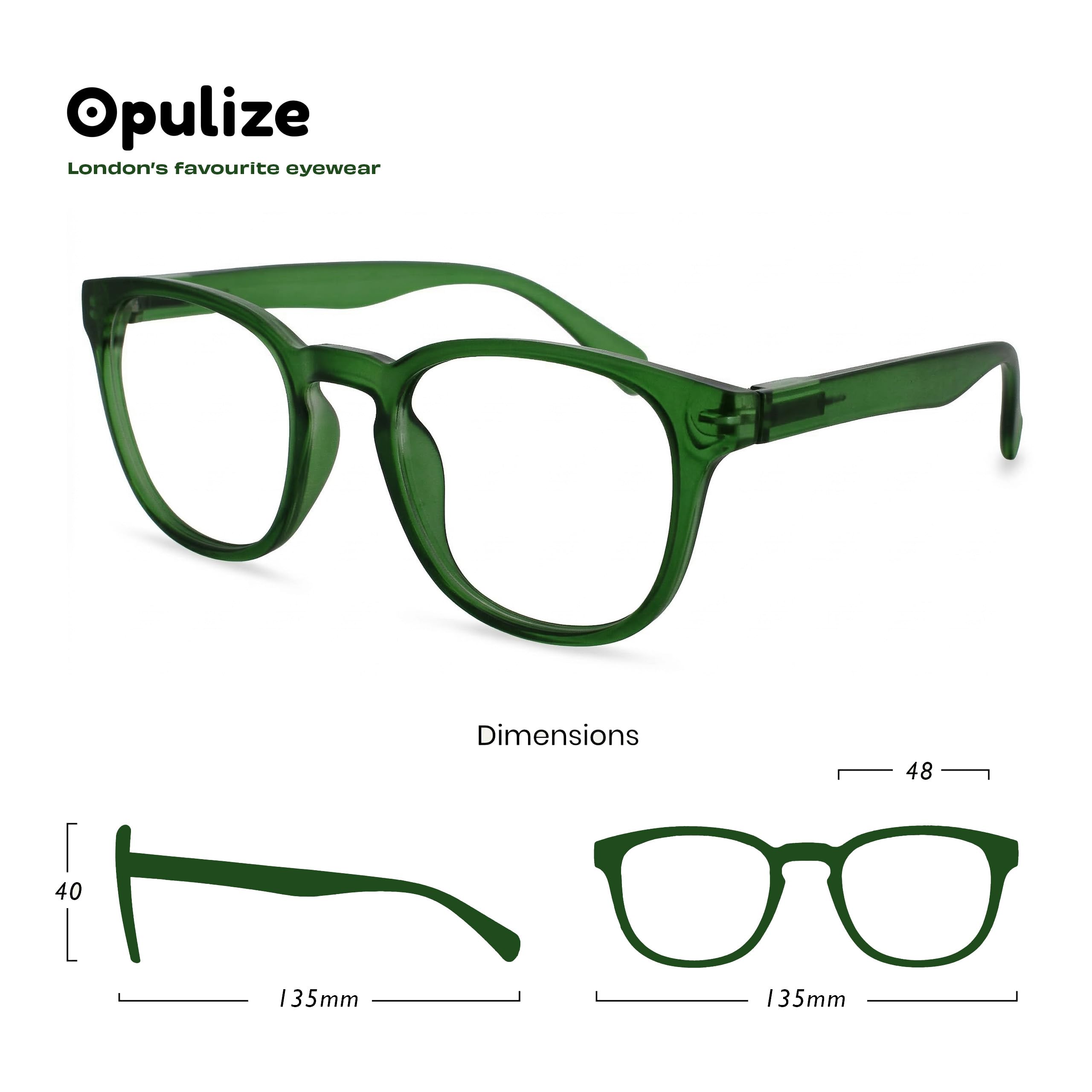 OPULIZE Pop Pack 2 Rétro Rond Vert Mousse Lisse Hommes Femmes Lunettes De Lecture Charnières Ressort RR2-6 +1,00 - 2