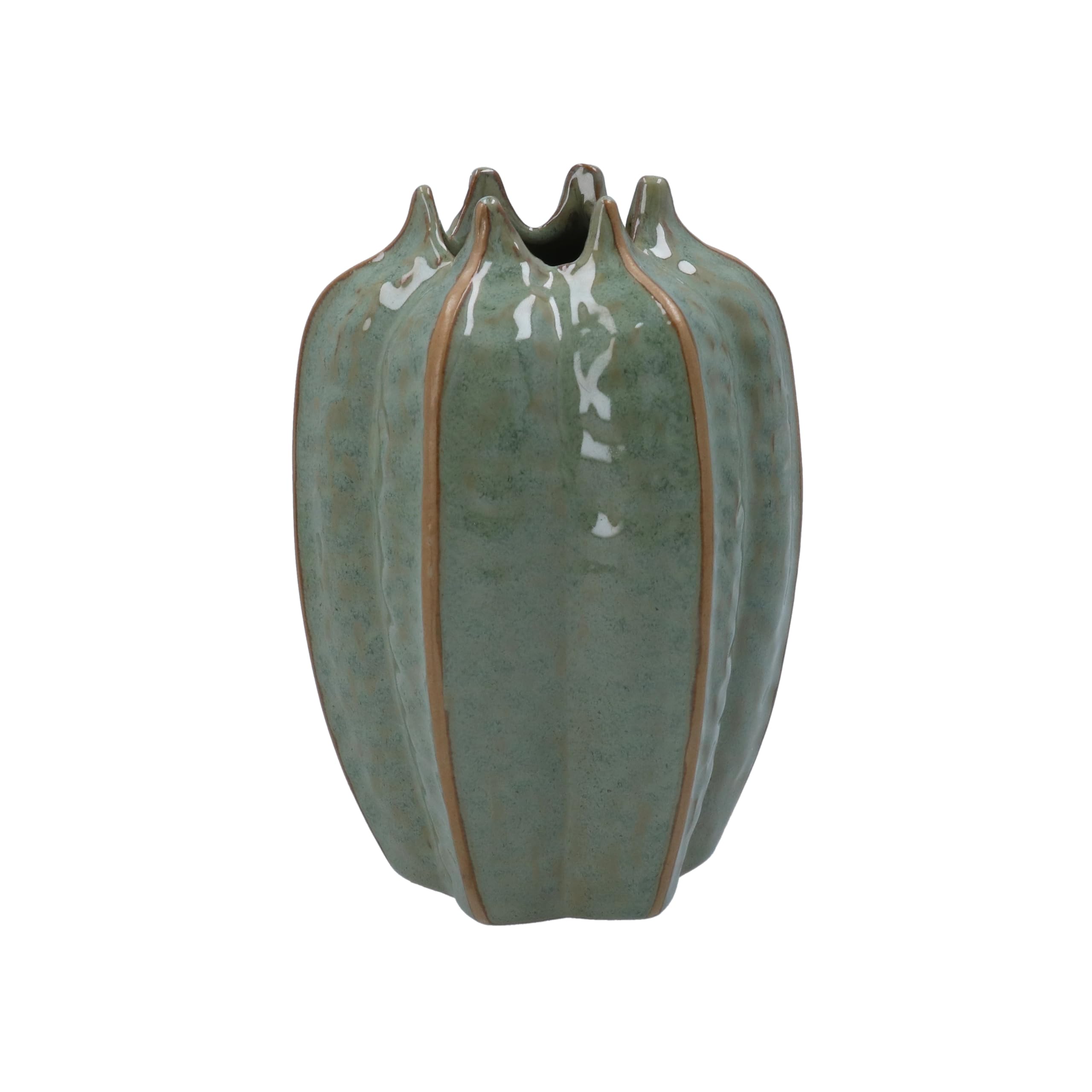 Gisela Graham Green Stoneware Pod Design Decorative Vase, 16Cm