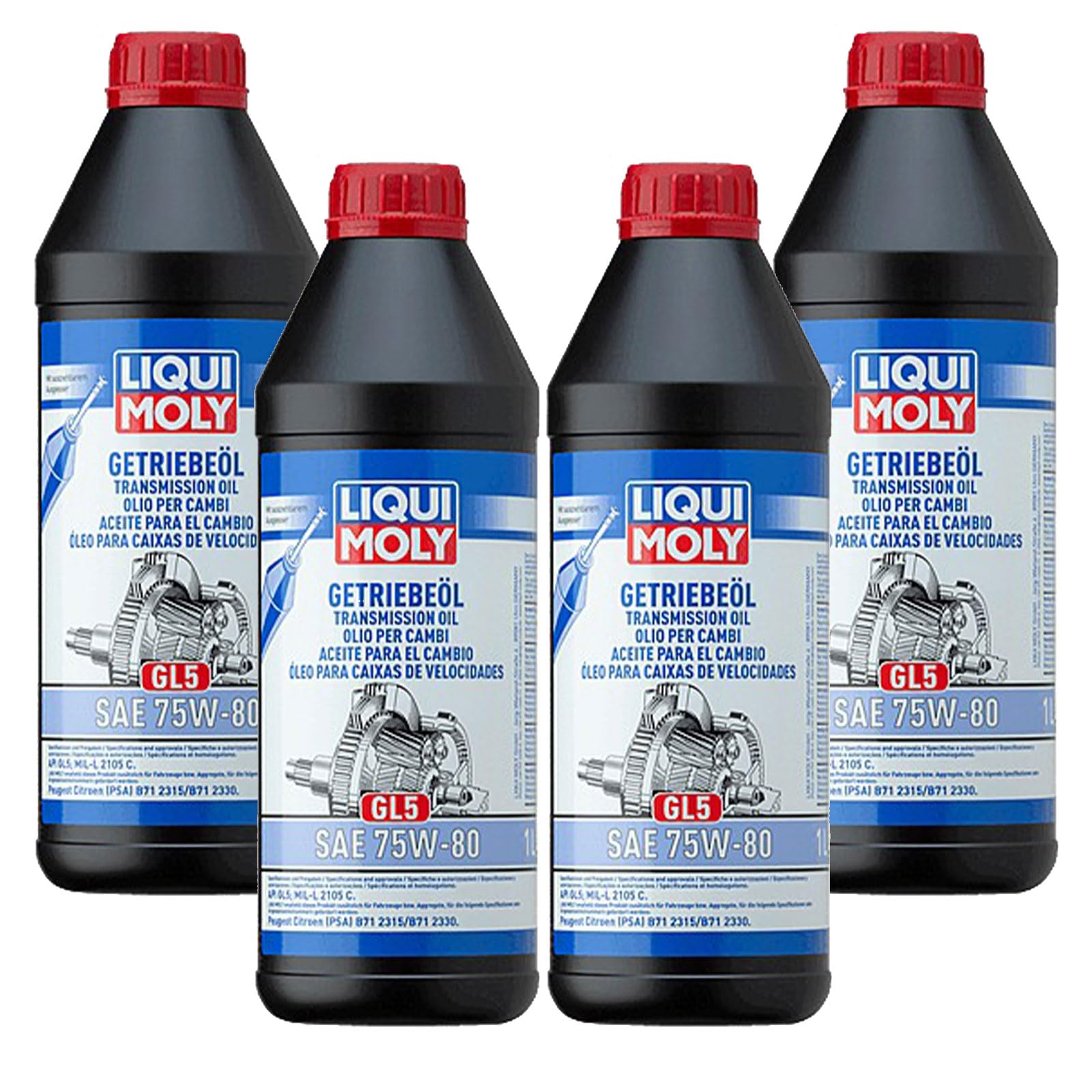LIQUI_MOLY 3658 KIT PROMO 4 LITRI OLIO SPECIFICO PER CAMBIO MANUALE O AUTOMATICO 75W80 AD ALTE PRESTAZIONI. API GL5, MIL-L 2105 C AD ALTE PRESTAZIONI. SPECIFICO PER GRUPPO PSA B71 2315/B71 2330
