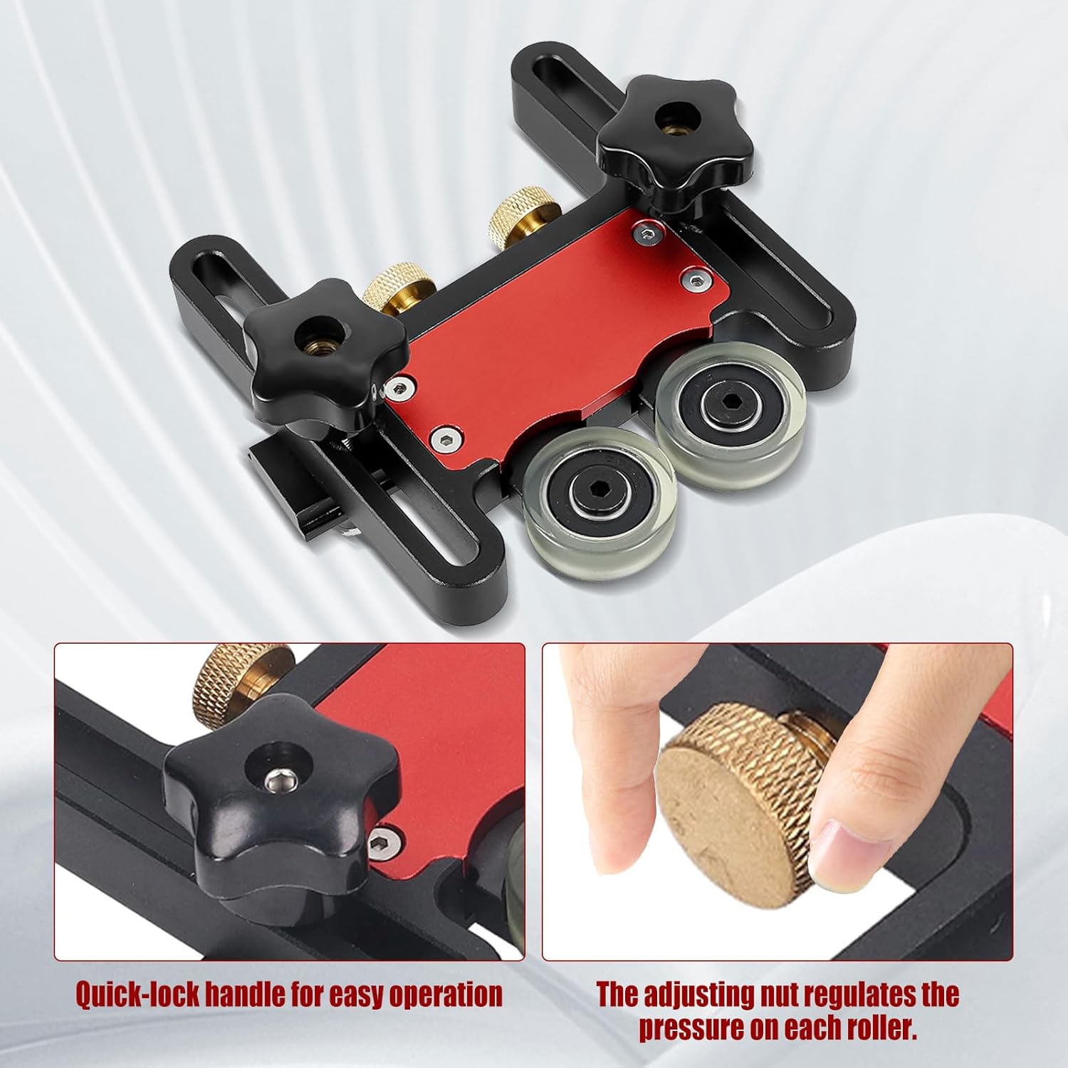 2Pcs Updated Bearing Roller Featherboards Feather Boards for Table Saw Router,Upgrade Your Table Saw with New Versatile Thin Rip Jig and Table Saw Guide for Precise Cuts and Enhanced Safety