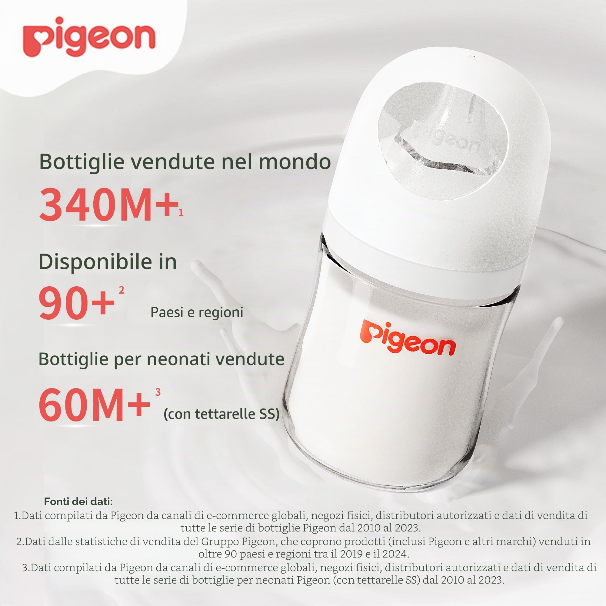 Pigeon Bottiglia per allattamento in vetro a collo largo, anti-colica, corpo aerodinamico, sensazione naturale, facile da pulire, resistente al calore, 153,1 g (confezione da 2), include 2 tettarelle