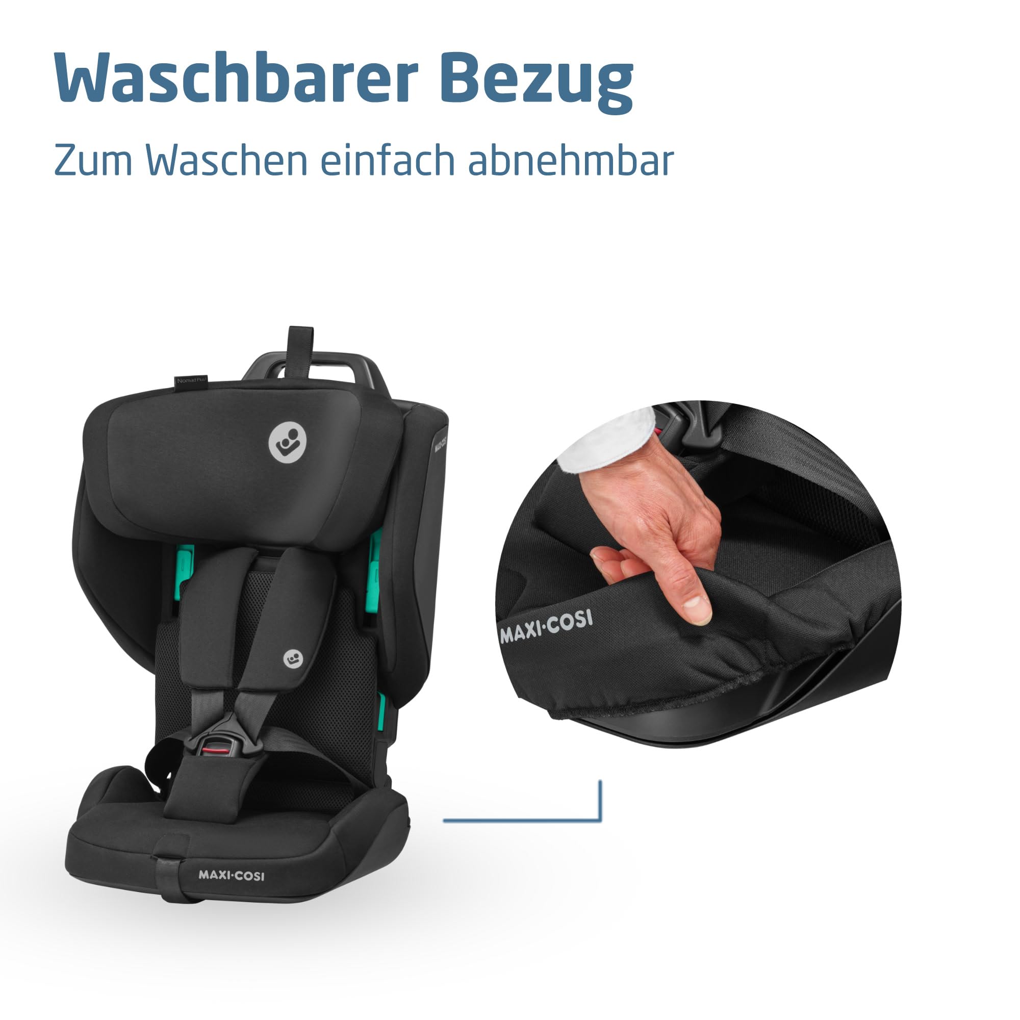 Maxi-Cosi Nomad Plus2, Klappbarer Kindersitz, 76-105 cm, Authentic Black | 15 Monate - 4 Jahre, Tragbarer Reiseautositz, Superkompakt & Leicht, Seitenaufprallschutz, Reisetasche Inklusive