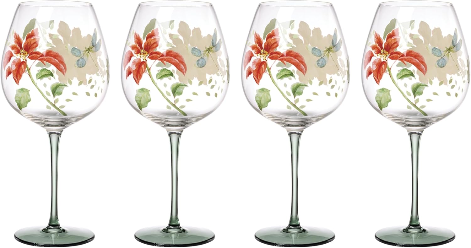 Lenox Glassware, Butterfly Meadow Balloon Wine Glasses, Set of 4, 26-Ounce Capacity, Made From Glass, Dishwasher Safe, Drinking Glasses Set, Cocktail Glass, Home and Kitchen (Clear, 4 Pieces) - Image 2