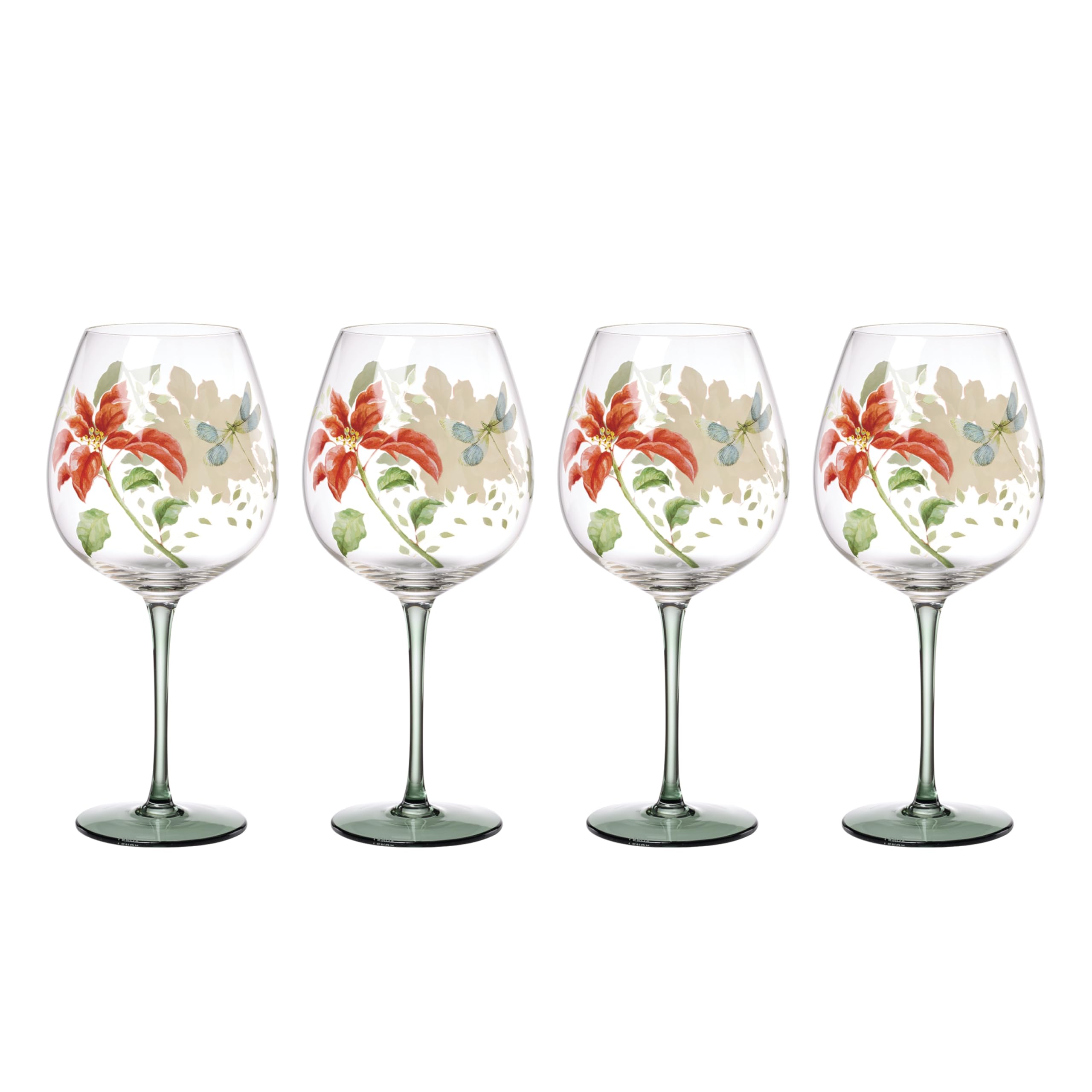 Lenox Glassware, Butterfly Meadow Balloon Weingläser, 4er-Set, 750 ml Fassungsvermögen, aus Glas, spülmaschinenfest, Trinkgläser-Set, Cocktailglas, Haus und Küche (transparent, 4 Stück)