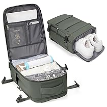 BJLFS Zaino da viaggio sottovuoto Borse da Cabina per Ryanair 40x20x25 Bagaglio a Mano Zaino da viaggio,Zaini Casual con Sacchetti sottovuoto con pompa a mano,Verde Leggero