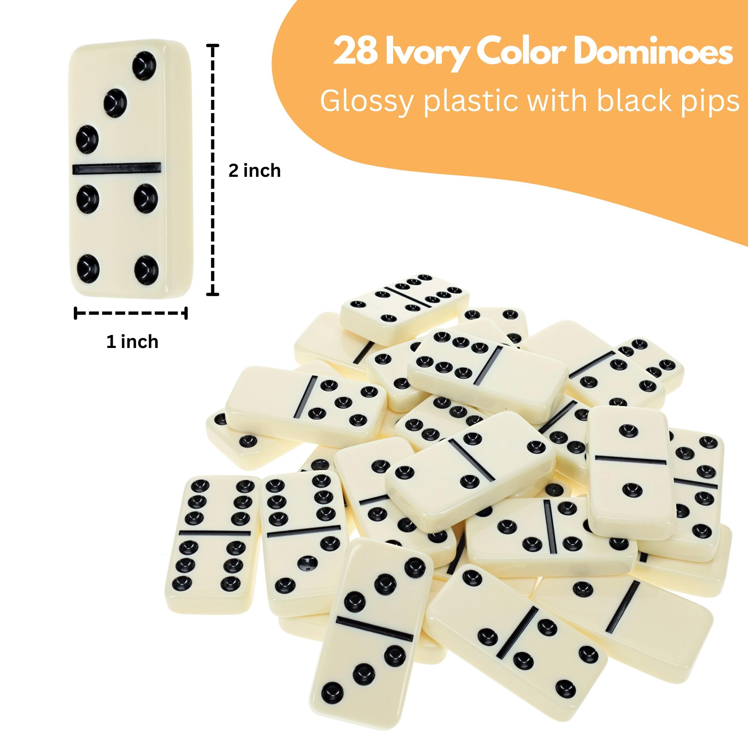 WE Games Domino doppio 6 in scatola magnetica da viaggio in legno, set domino per adulti, colore avorio Double Six Domino, giochi da tavolo classici, giochi di piastrelle