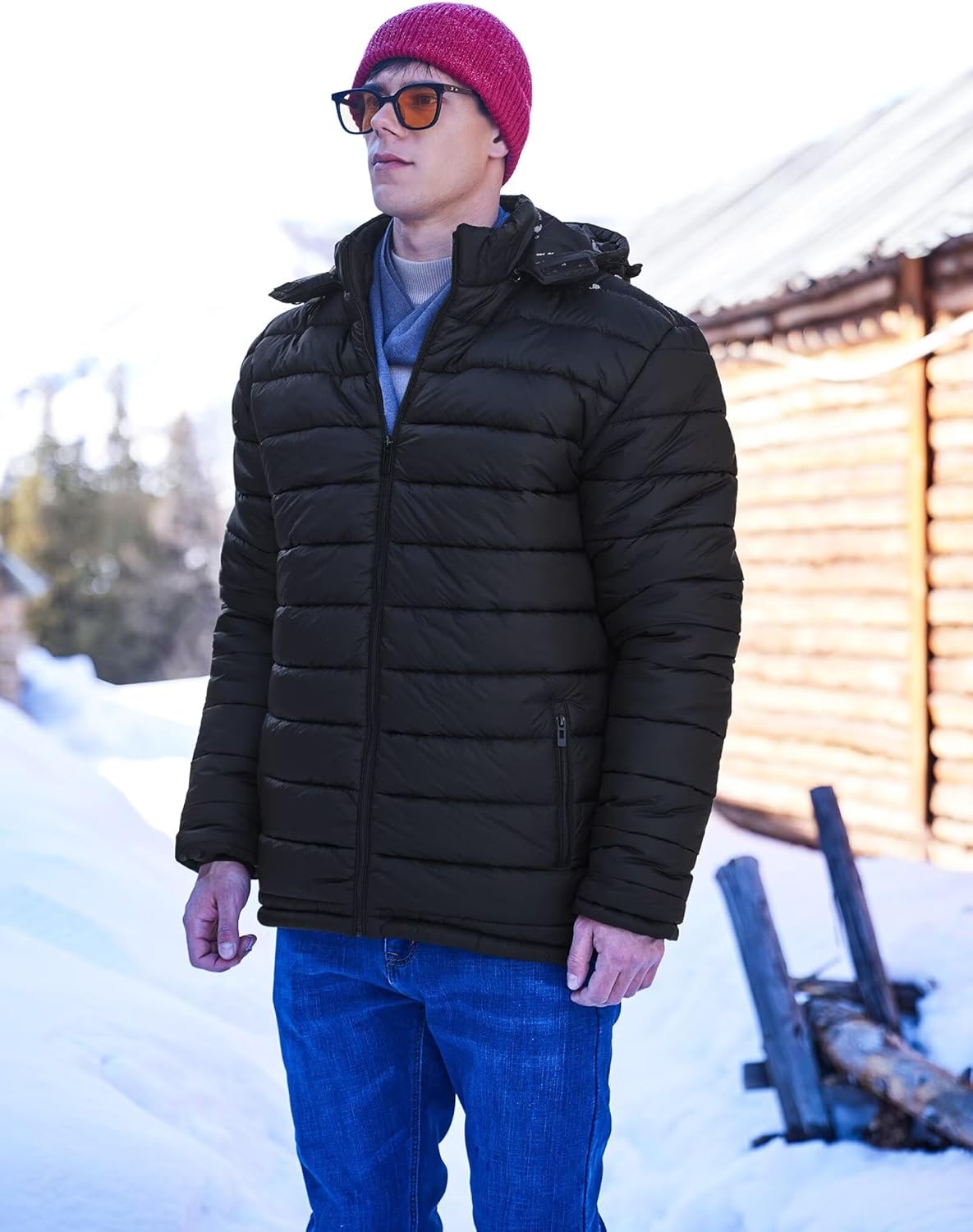 BEST SOUTH Men's Winter Puffer Jacket Hooded Puffy Myanmar Ubuy