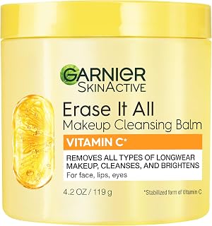 Garnier Erase It All Vitamin C Makeup Cleansing Balm: Brightening Facial Cleanser & Remover, 4.2 oz