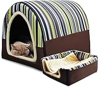 Vista 16 de Cama para Perros, 2 Maneras de Usar, Casa para Mascotas de Interior con Alfombrilla Esponjosa, Funda Extraíble y Lavable, Casa a Prueba