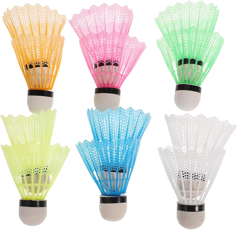 FAVOMOTO 12 volantes de bádminton de nailon de gran tamaño, pajaritos de plástico para deportes, juego de entrenamiento de volantes rojos