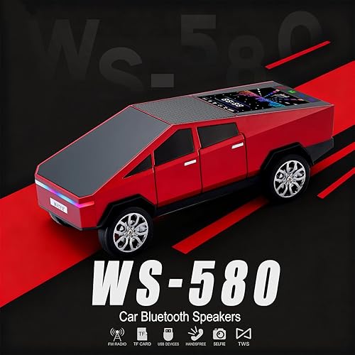 Miniatura 9 de Replica de altavoz Bluetooth de camioneta futurista, modelo inalámbrico portátil con pantalla de visualización, estéreo HD, emparejamiento TWS,