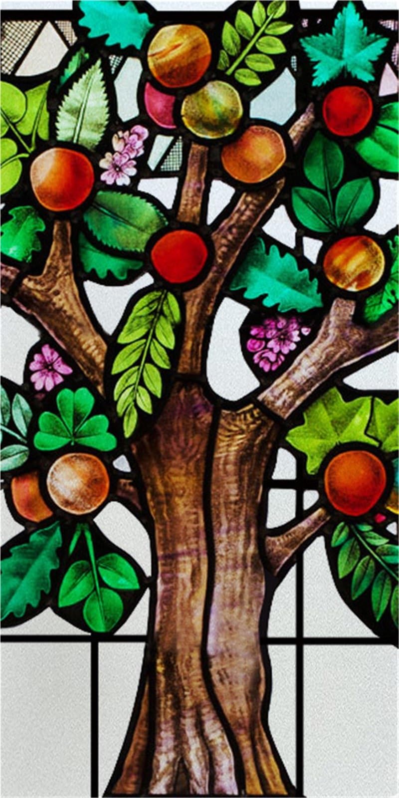 Stained Glass Window Film,Frosted Privacy, Static Cling,Vintage Colorful Stickers for Glass Windows(Color 32,56X116cm)
