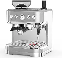 Máquina de café expresso profissional com moedor integrado e espumador de leite, 15 barras de cappuccino e latte, presente para entusiastas de café, mamãe e papai