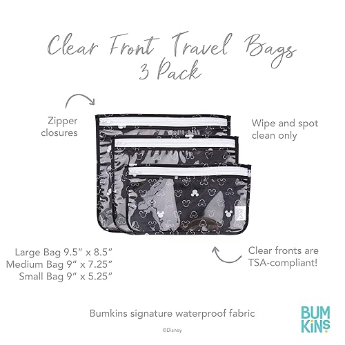 Miniatura 3 de Bumkins Bolsa de viaje artículos de aseo personal de Mickey Mouse bebé bolsa aprobada por la TSA bolsa con cremallera cumple con el tamaño de un