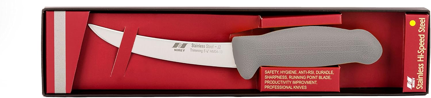 Nirey 6" Skinning Butcher Knife Made With 3-Layer Erdon Steel, Grey Comfort Handle