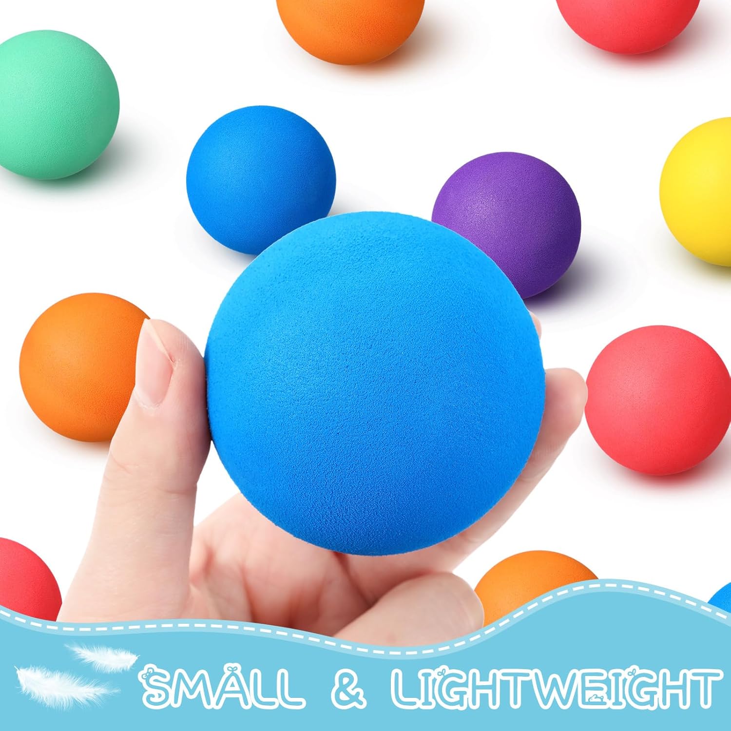 Gejoy 24 Pieces Soft Foam Balls Bulk Lightweight Mini Balls for Safe Indoor Toys Fun Assorted Colors Sponge Balls Birthday Party Favors Bag Gifts for Boys and Girls