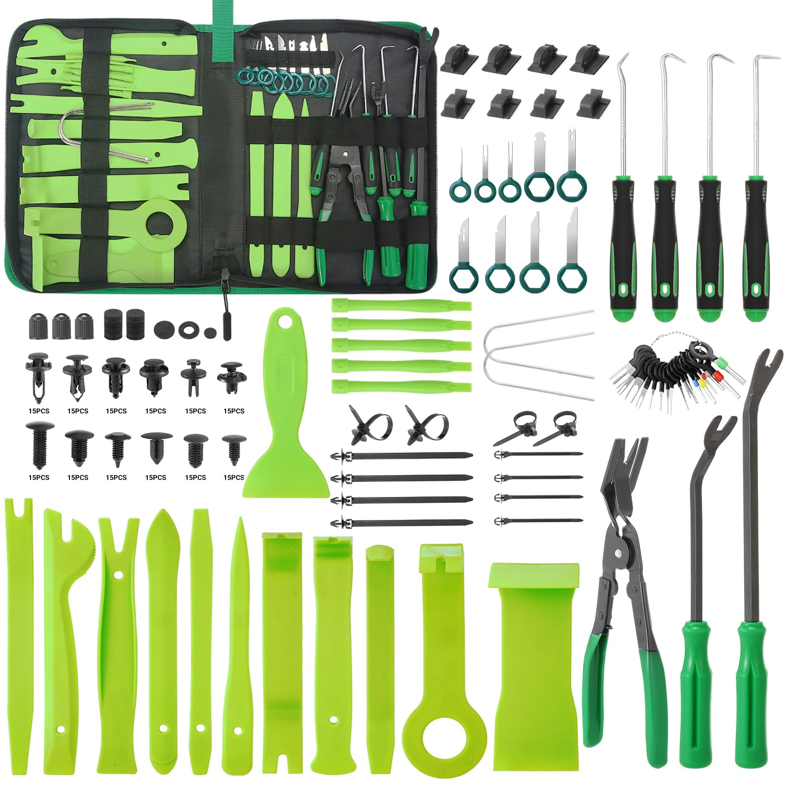 Uolor 415 Pièces Outils De DéMontage De Garnitures Trousse, Installation Garniture Intérieure Outils avec Rivet Clips Plastique