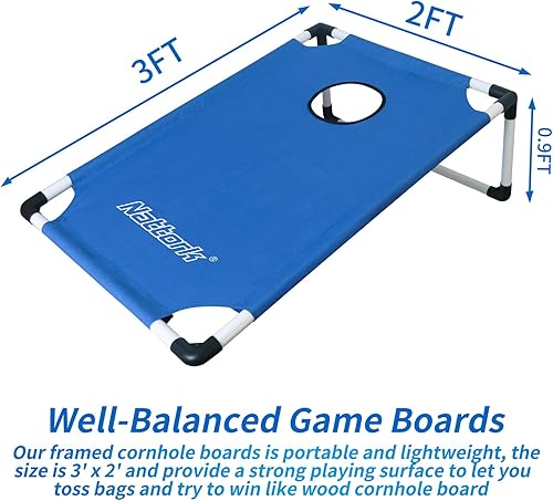 Miniatura 4 de Juego de Cornhole portátil con marco de PVC para exteriores con 2 tablas de cornhole, 8 bolsas de Cornhole y funda de transporte, juegos de