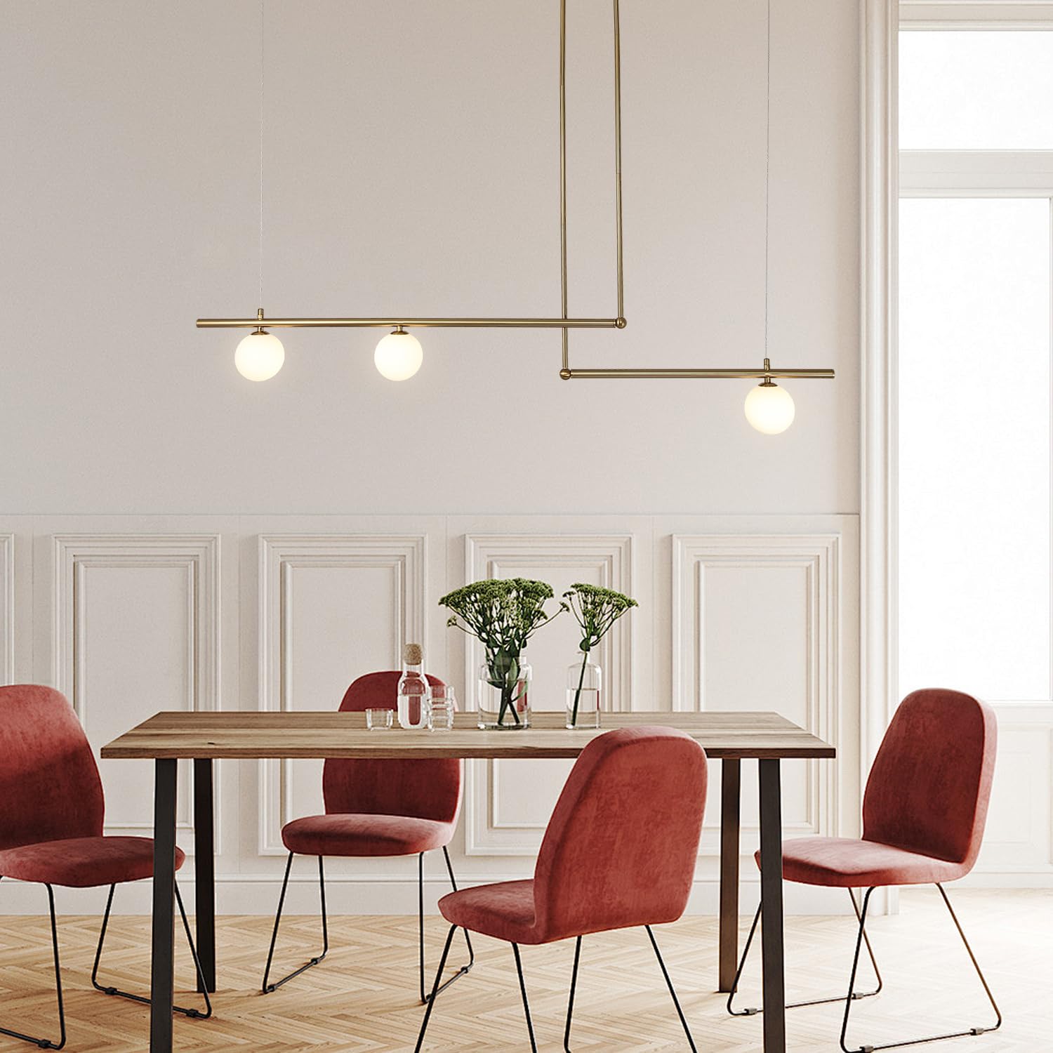 Snapklik.com : Lighting 3-Light Glass Globe Chandelier Light Modern ...