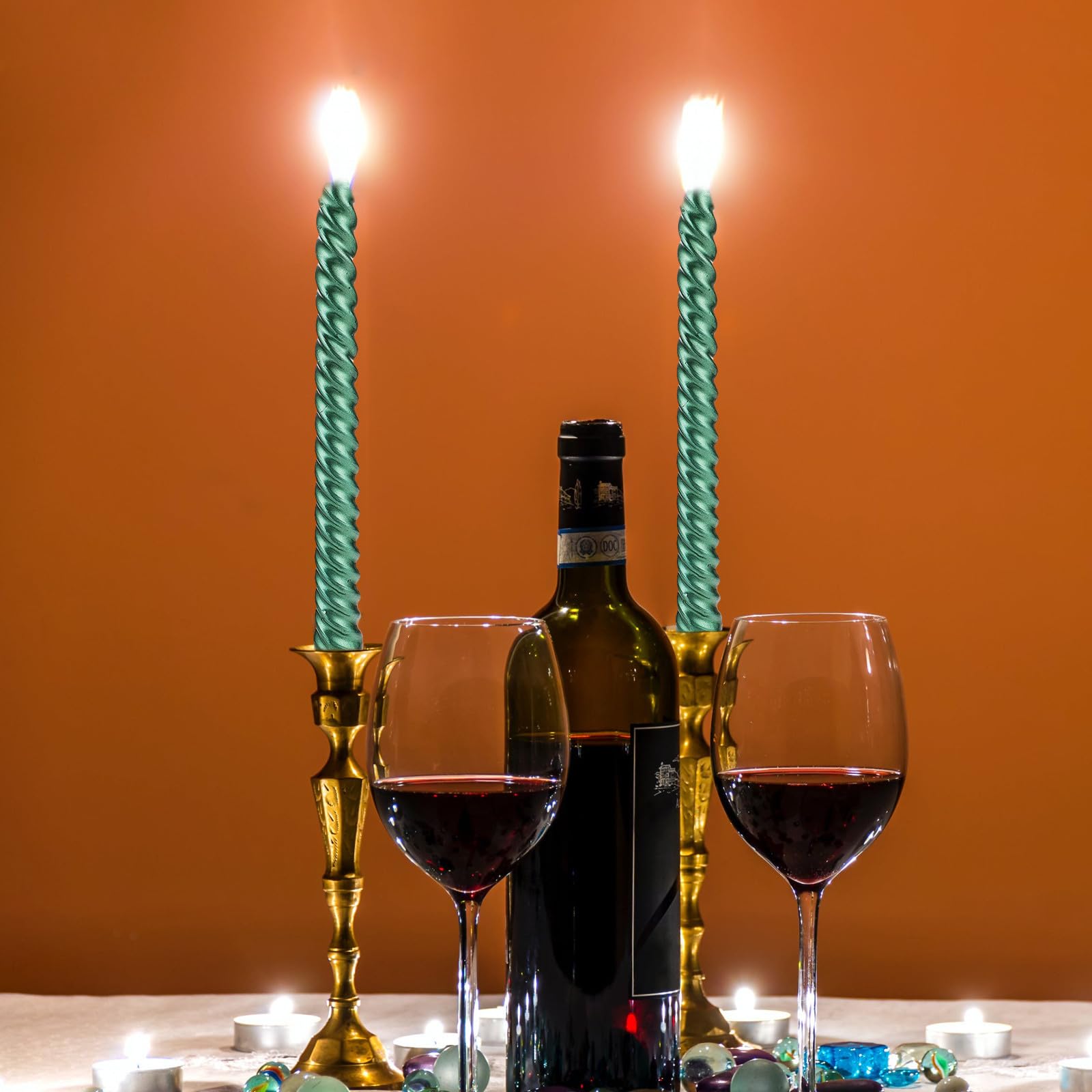 Amosfun 4 Candele Profumate Verdi in Paraffina per Romantiche Design Europeo Semplice e Artigianato Raffinato per Feste a Tema e San