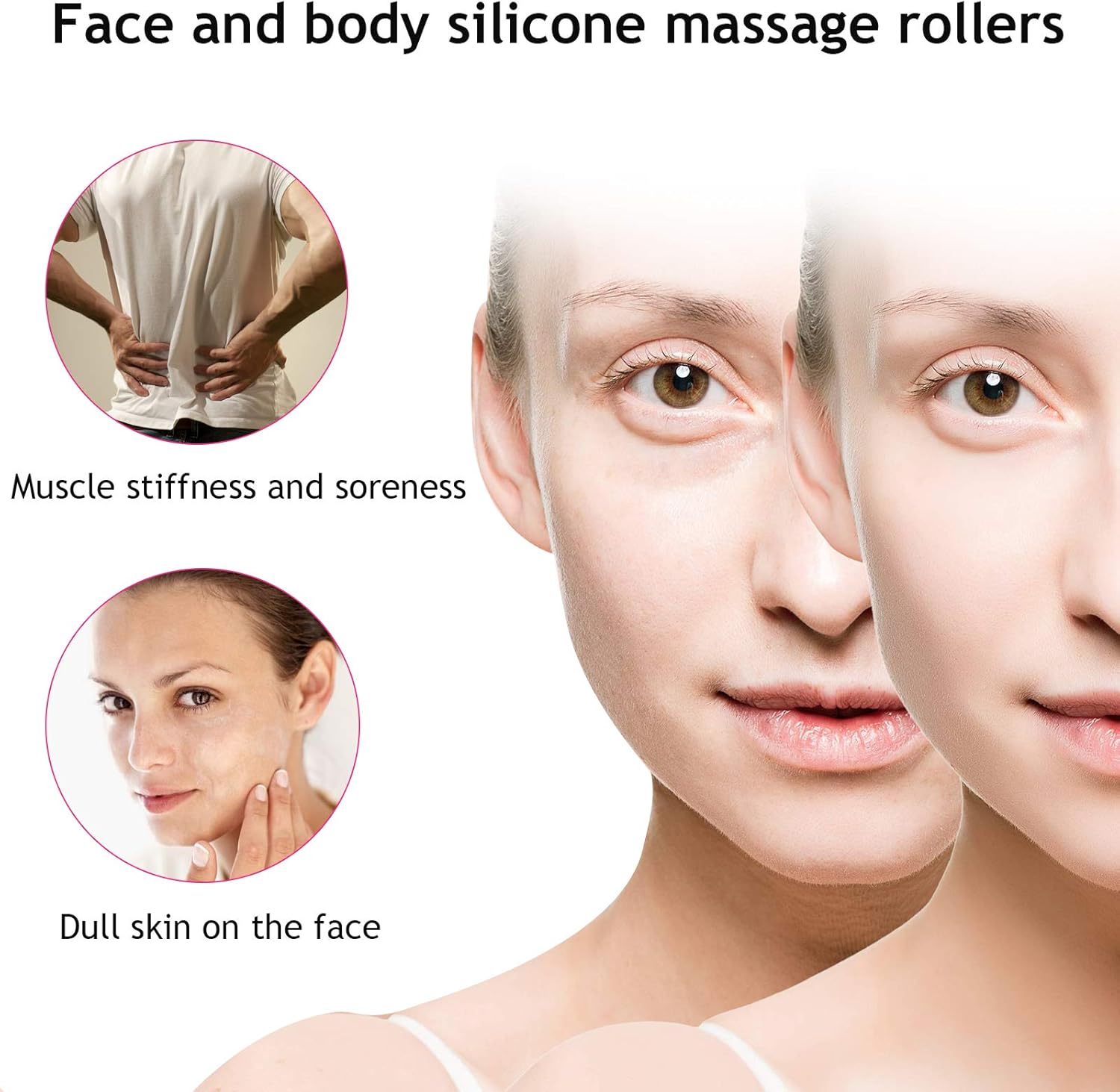 Fascia Muscle Roller, ITME Silicone Manual Cellulite Massager Beat Portable Fascia Roller for Muscles Relief, Neck, Arm, Leg, Back, Body Roller Deep Tissue Massage Stick Tools (Hot Pink) : Health & Household