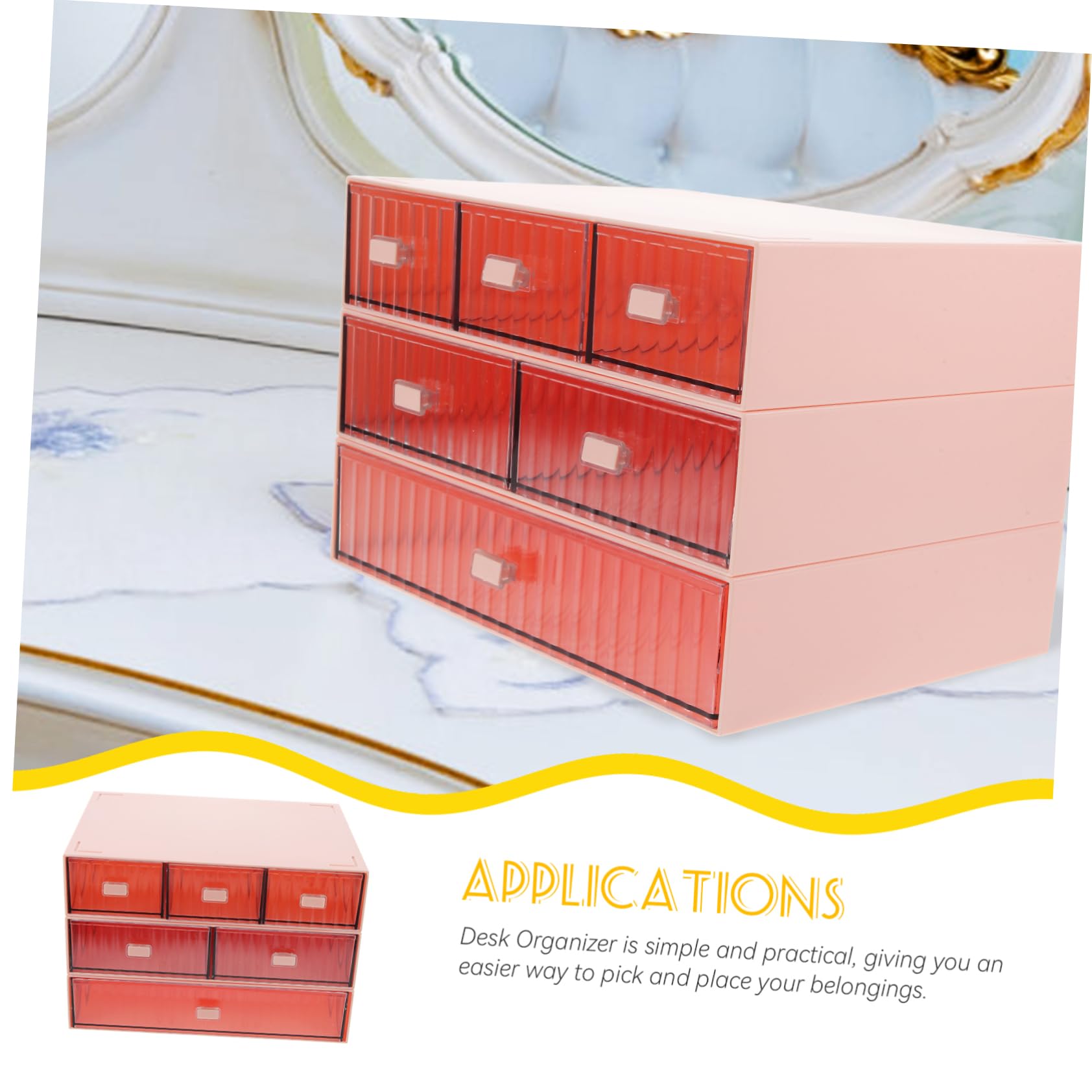 HOMSFOU Boîte De Rangement Tiroir Empilable Pour Table Organisateur De Maquillage Et Papeterie Pratique Et Stable