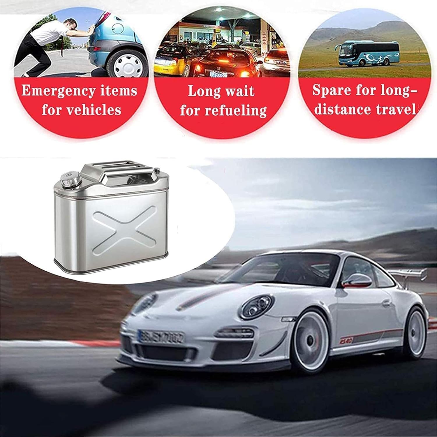 ガソリン携行缶 ステンレ ガソリンタンク ジェリカン 消防法適合品 車用燃料タンク 大容量灯油タンク 給油ノズル付き 車用非常用品